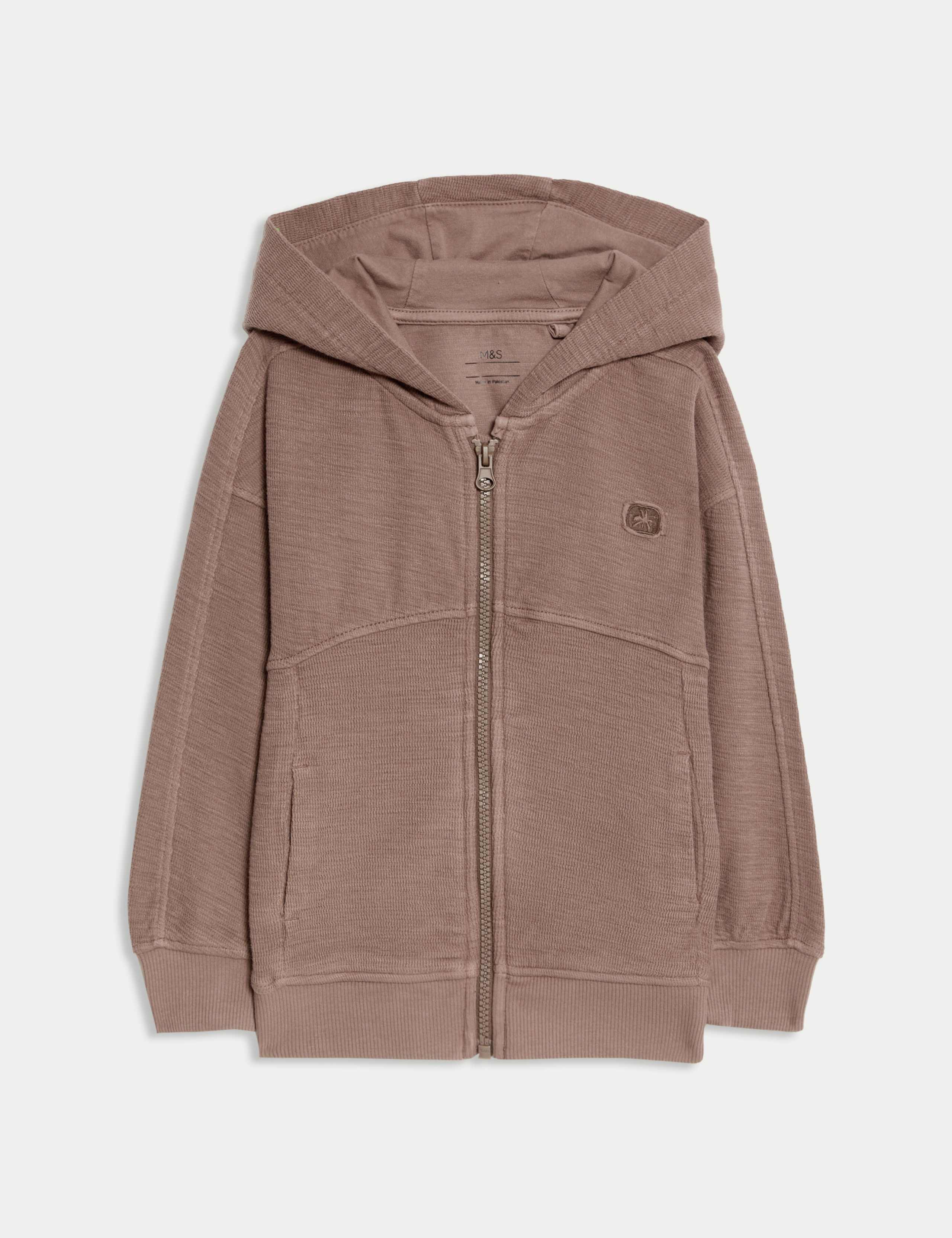 Pure Cotton Textured Zip Hoodie (2-8 Yrs)