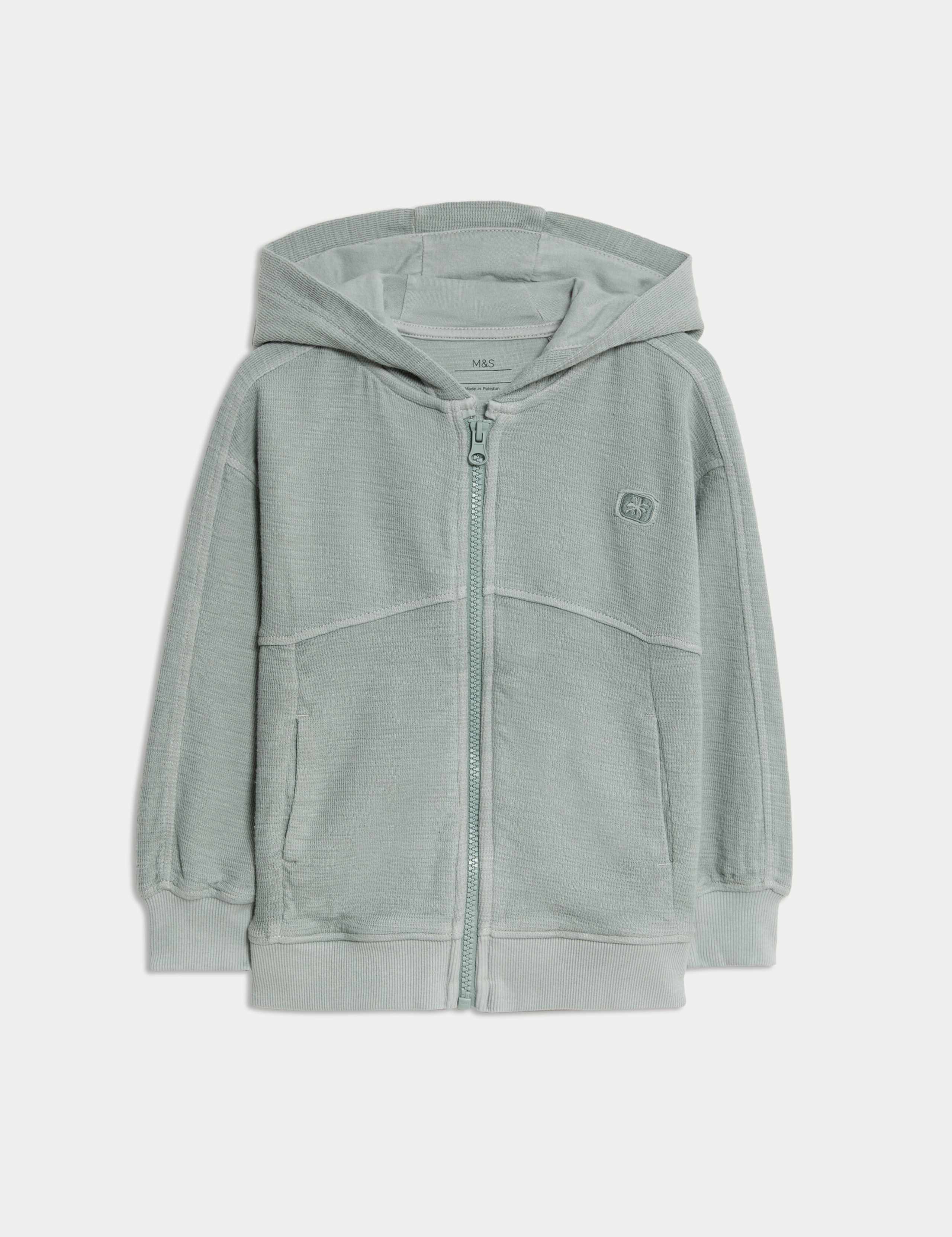 Pure Cotton Textured Zip Hoodie (2-8 Yrs)