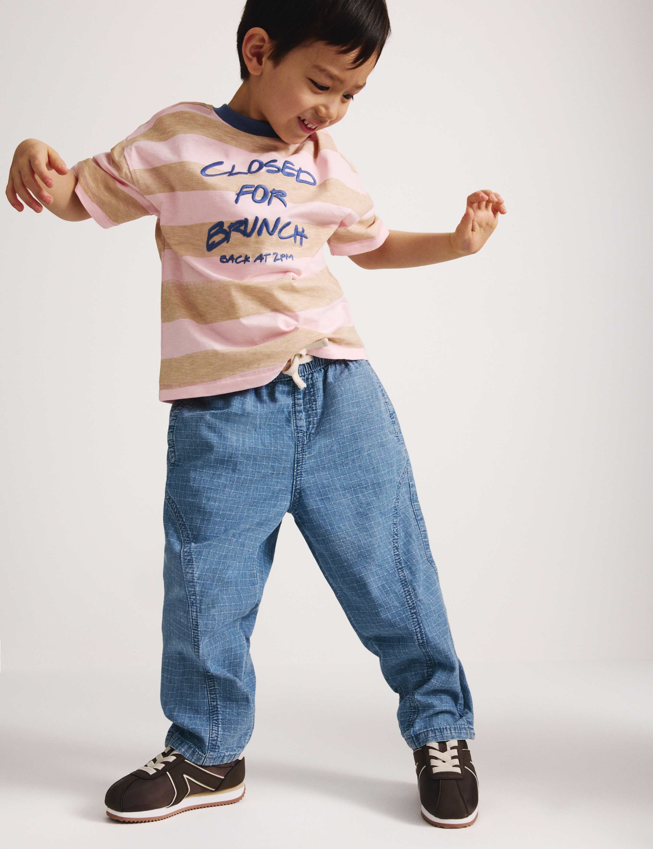 Pure Cotton Ripstop Barrel Jeans (2-8 Yrs)