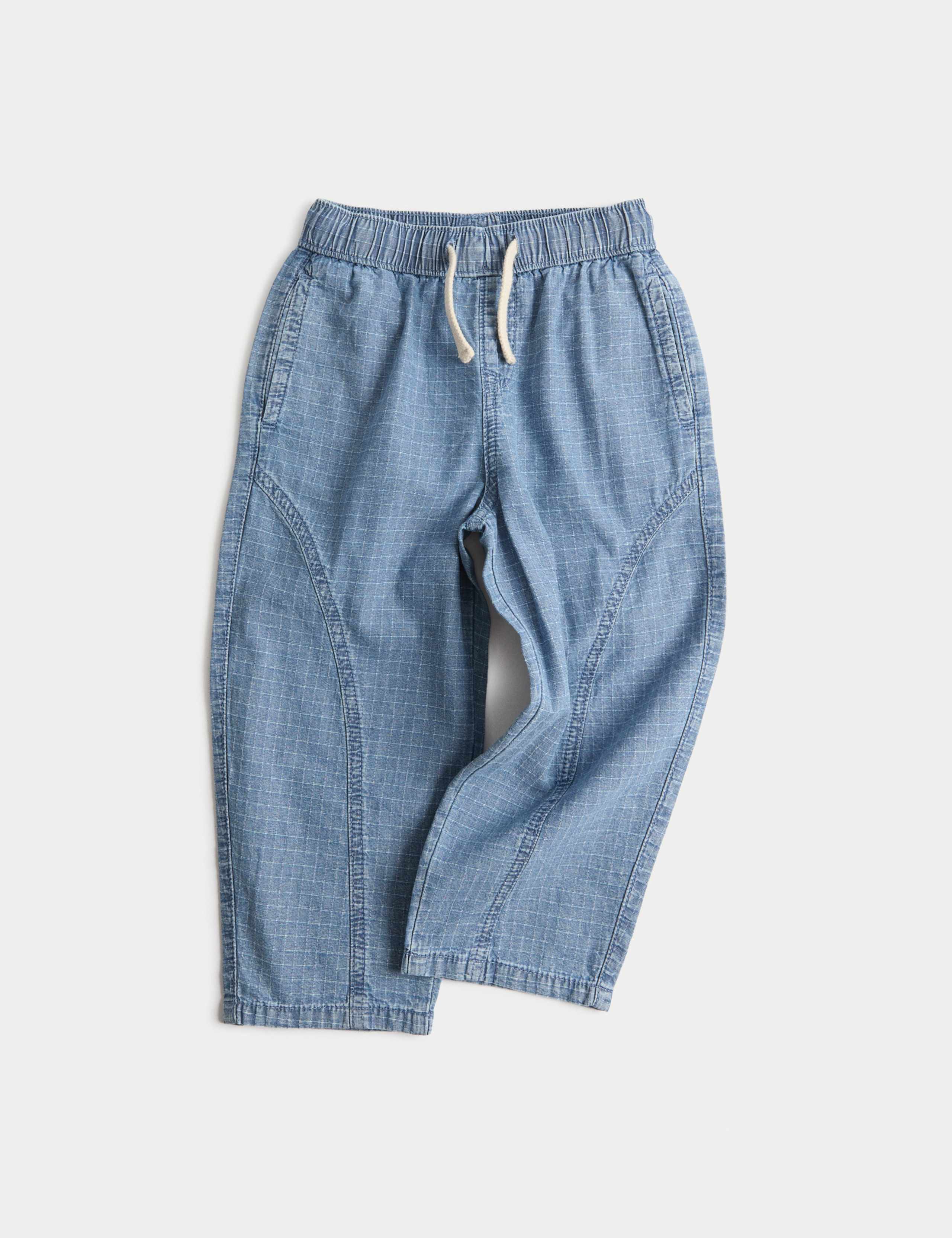Pure Cotton Ripstop Barrel Jeans (2-8 Yrs)