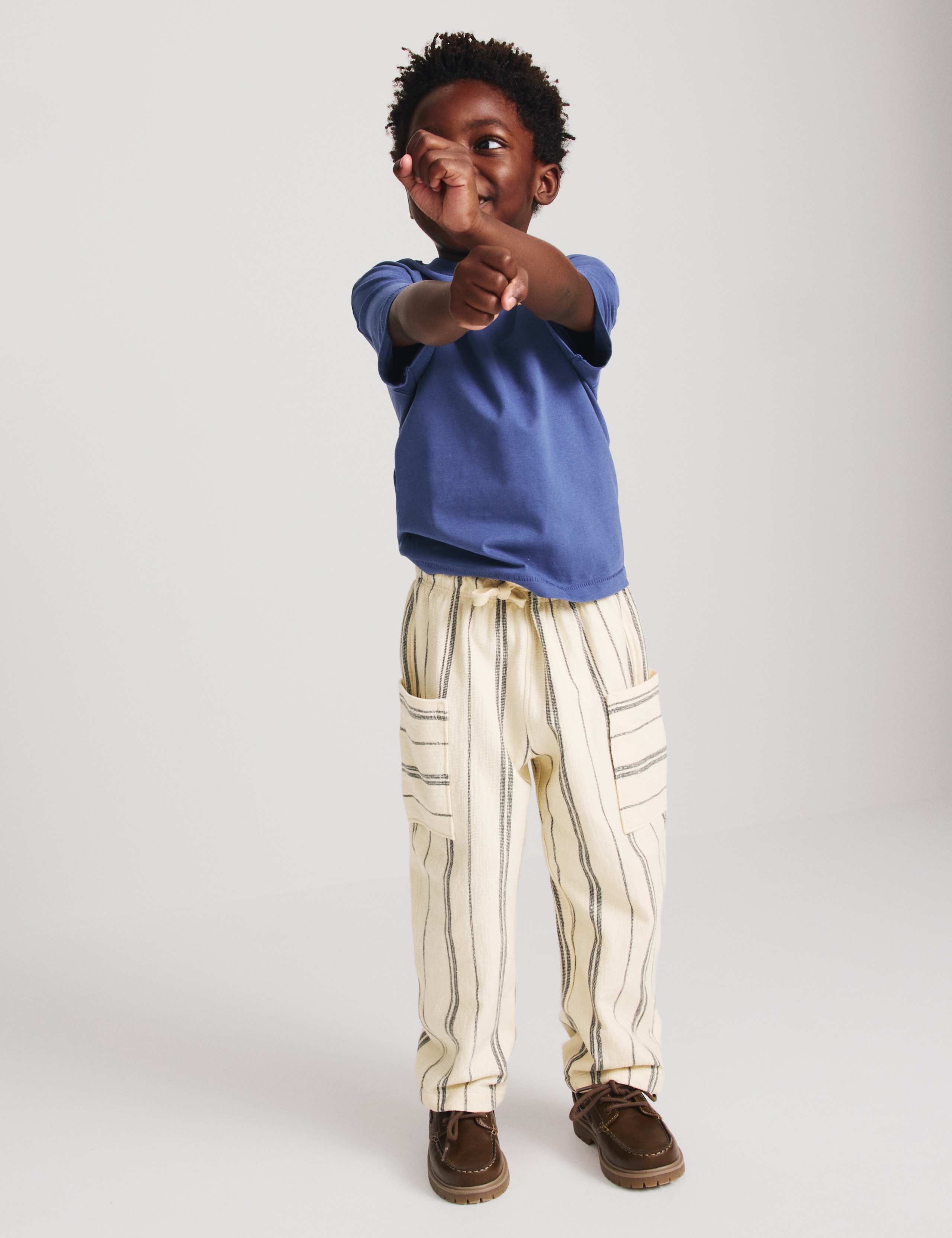 Pure Cotton Textured Striped Trousers (2-8 Yrs)
