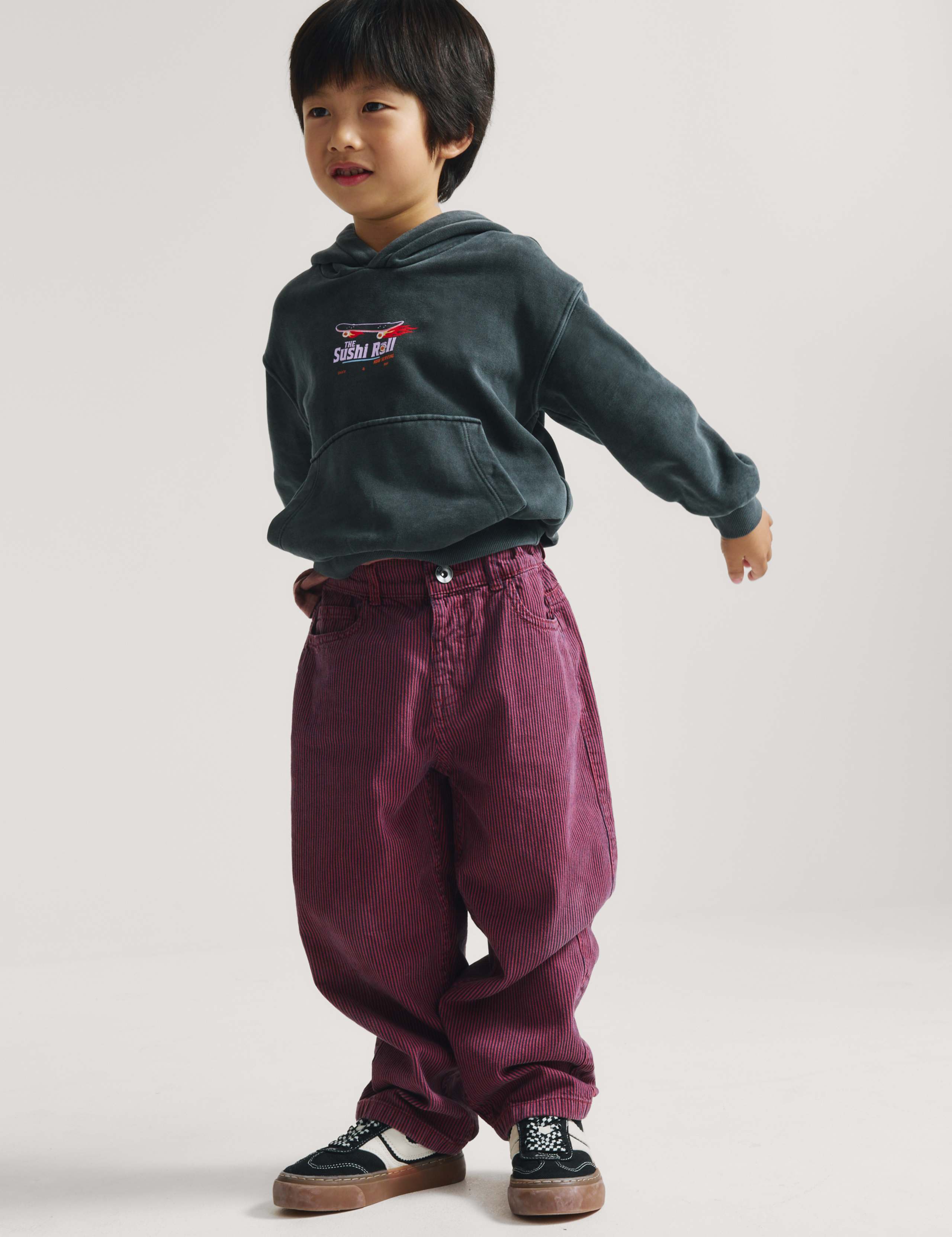 Pure Cotton Denim Striped Barrel Leg Jeans (2-8 Yrs)
