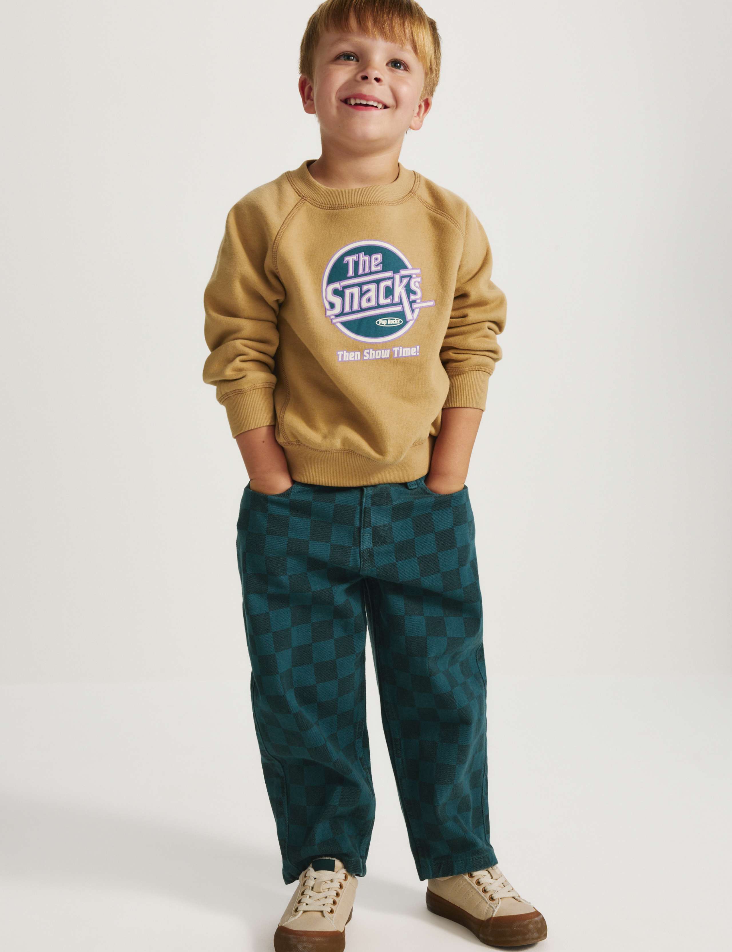 Pure Cotton Checkerboard Denim Jeans (2-8 Yrs)