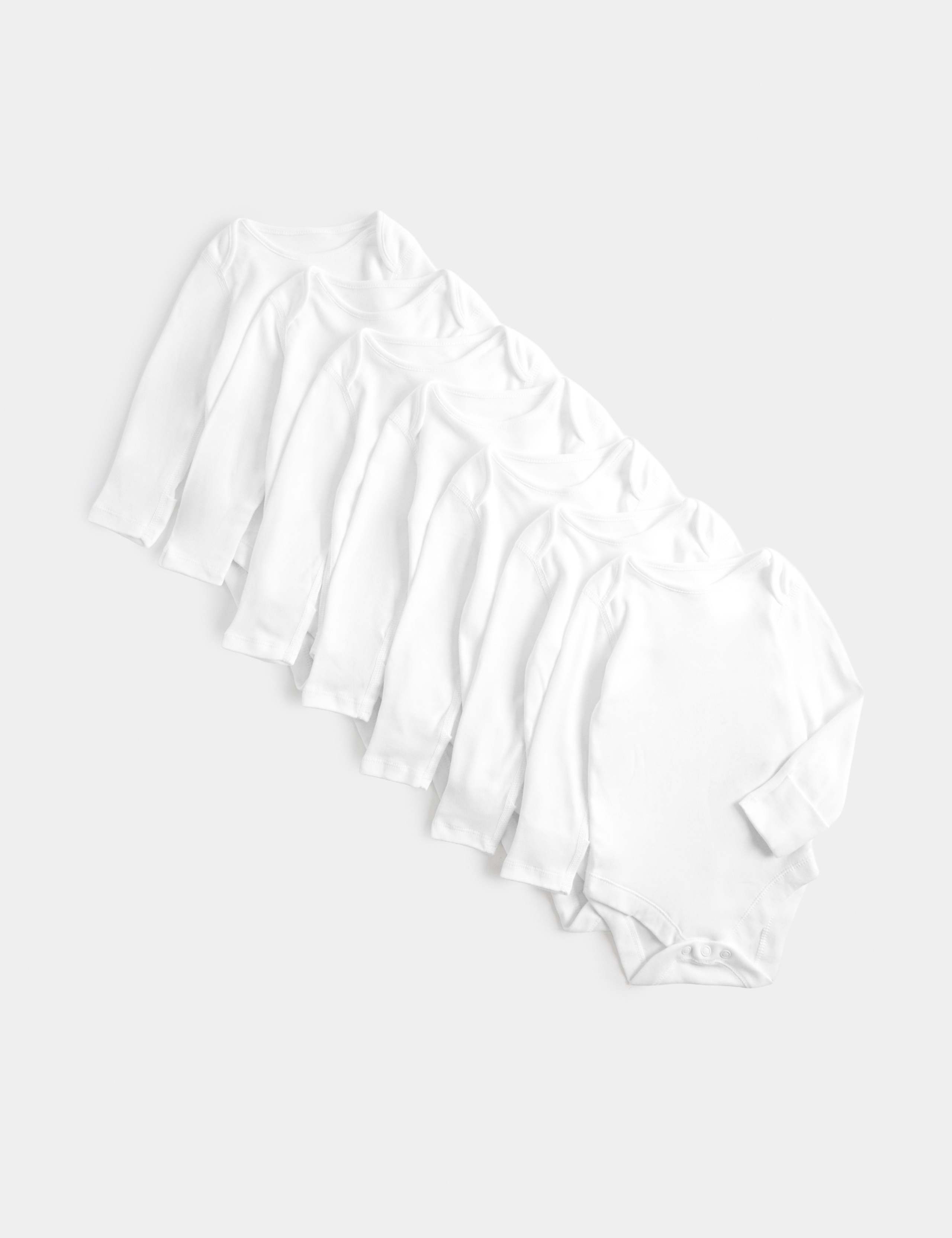 7 Pack Pure Cotton Long Sleeve Bodysuits (5lbs-3 Yrs)