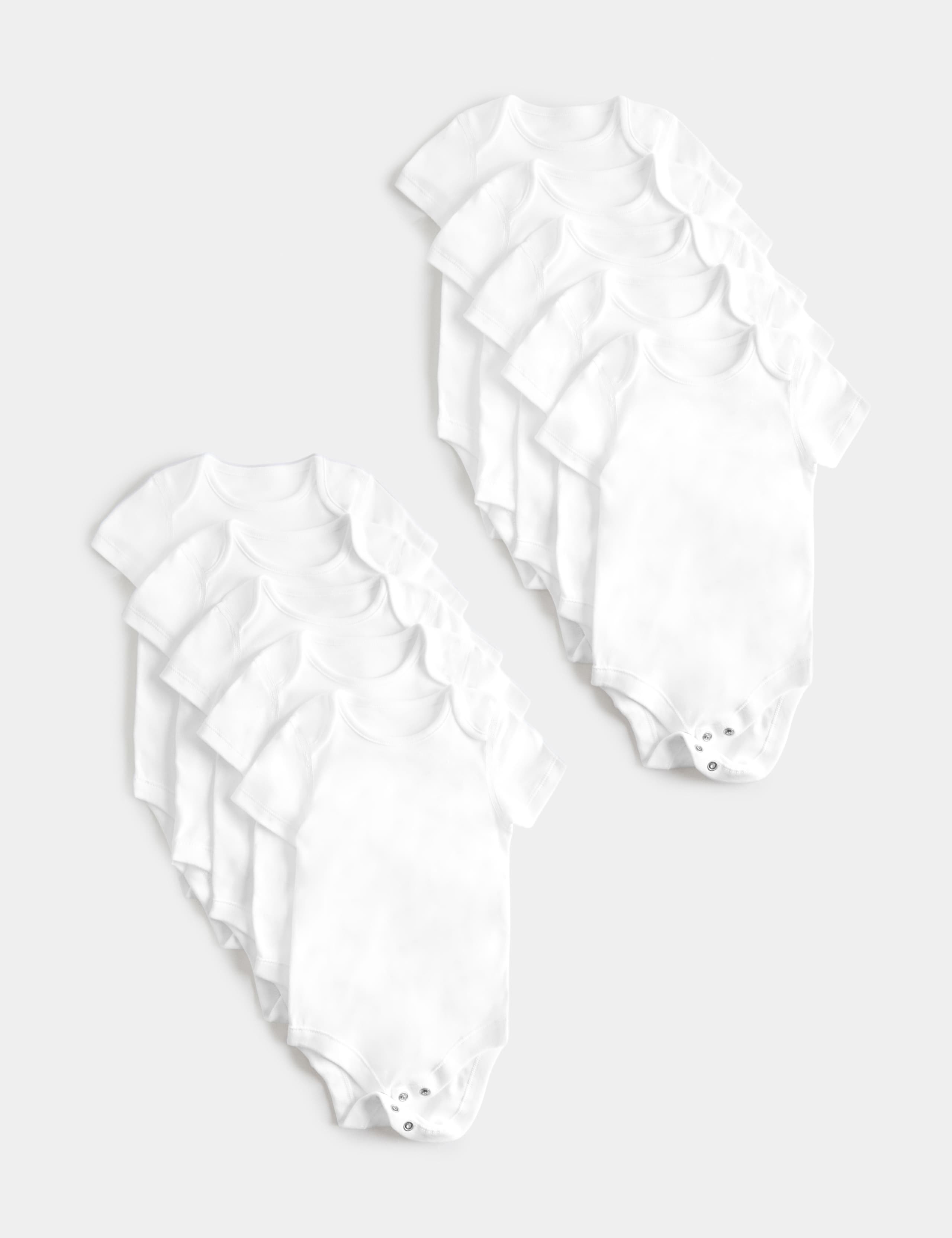 10 Pack Pure Cotton Short Sleeve Bodysuits (6½lbs-3 Yrs)