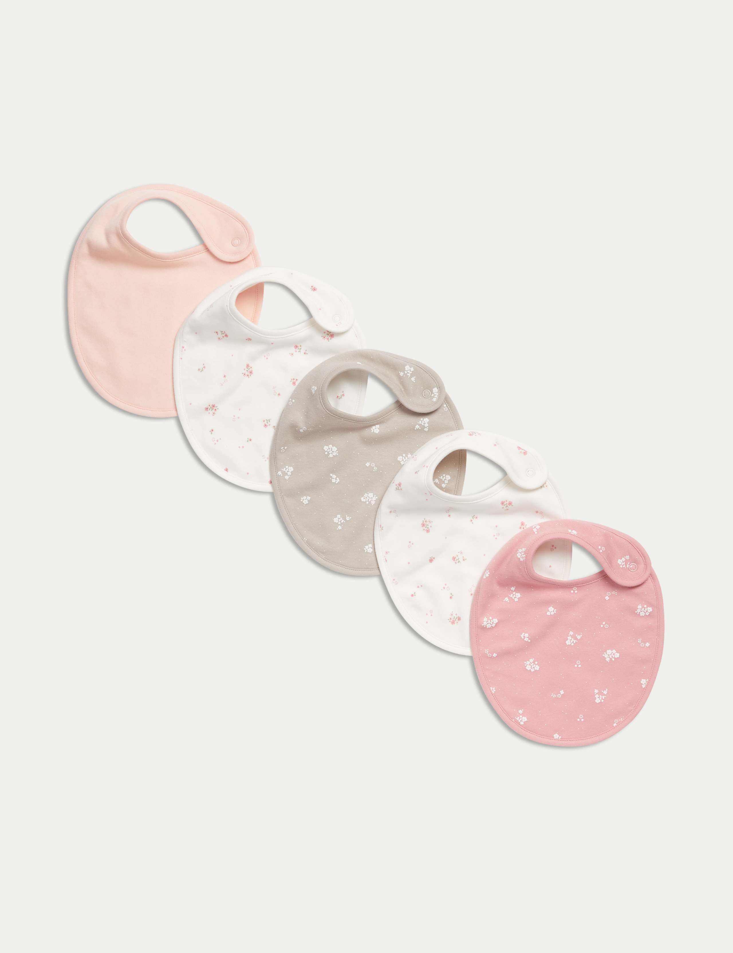 5pk Pure Cotton Floral Bibs