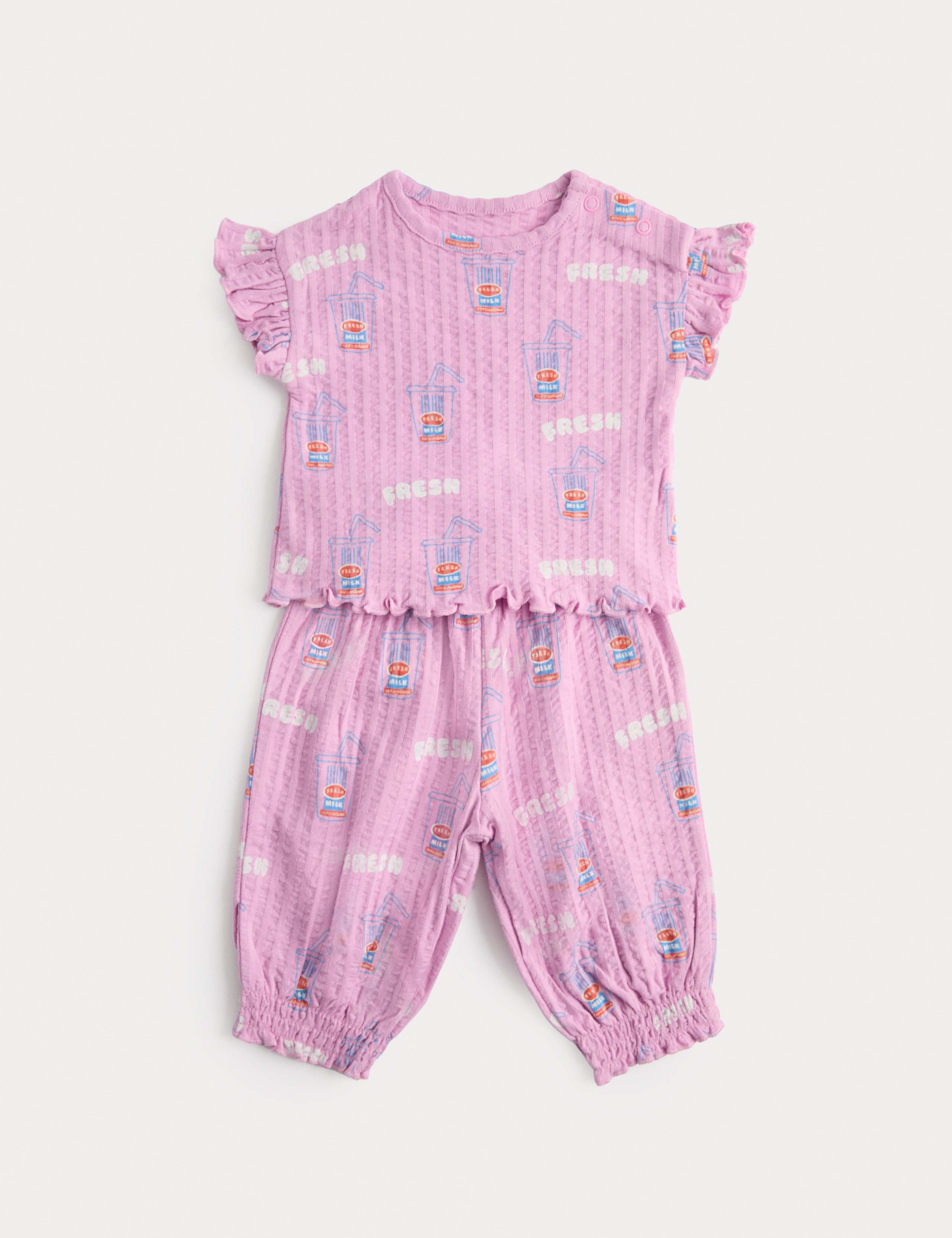 2 Piece Pure Cotton Seersucker Printed Outfit (0-3 Yrs)
