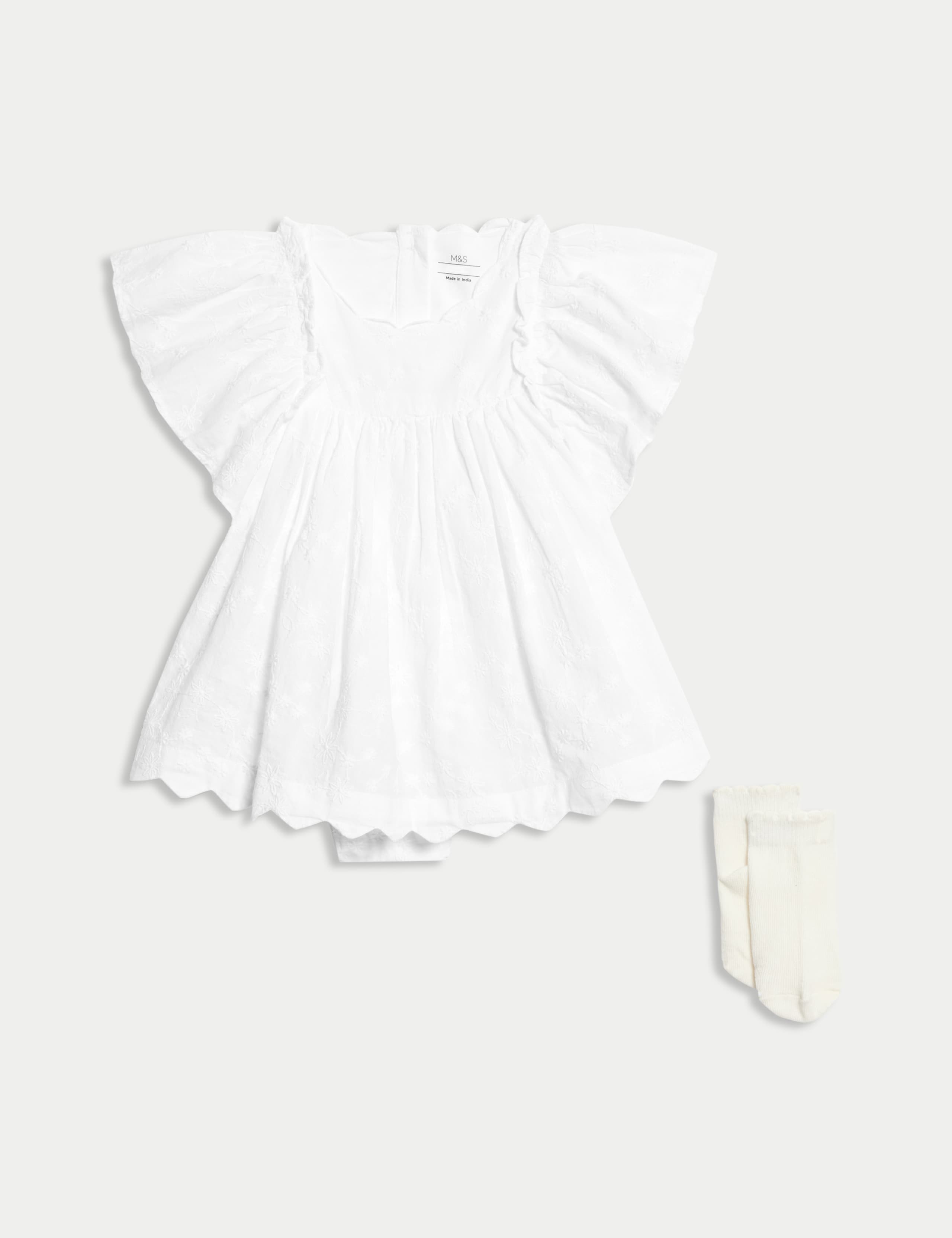 2pc Cotton Rich Broderie Dress Outfit (7lbs-1 Yrs)