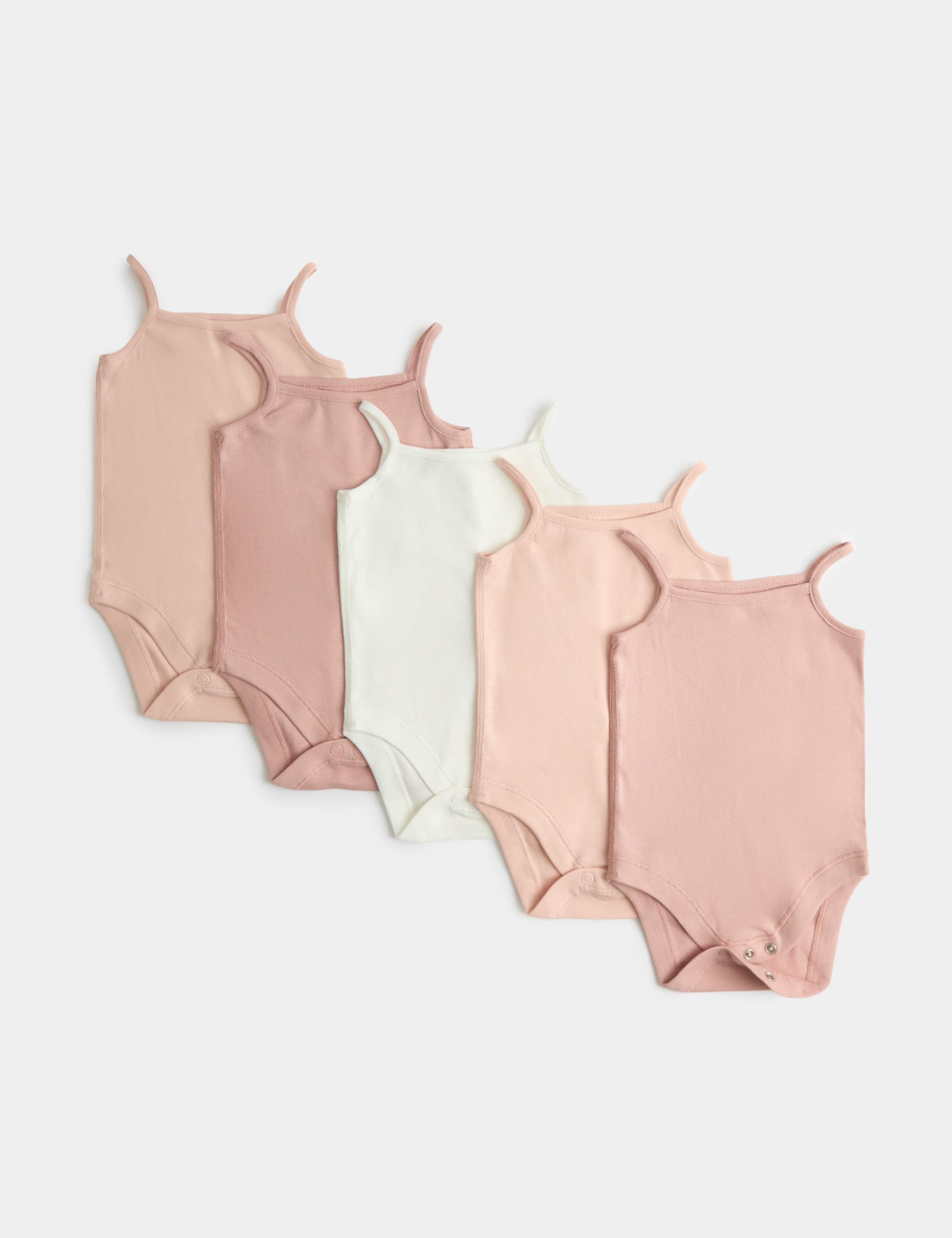 5 Pack Pure Cotton Strappy Bodysuits (6½lbs - 3 Yrs)
