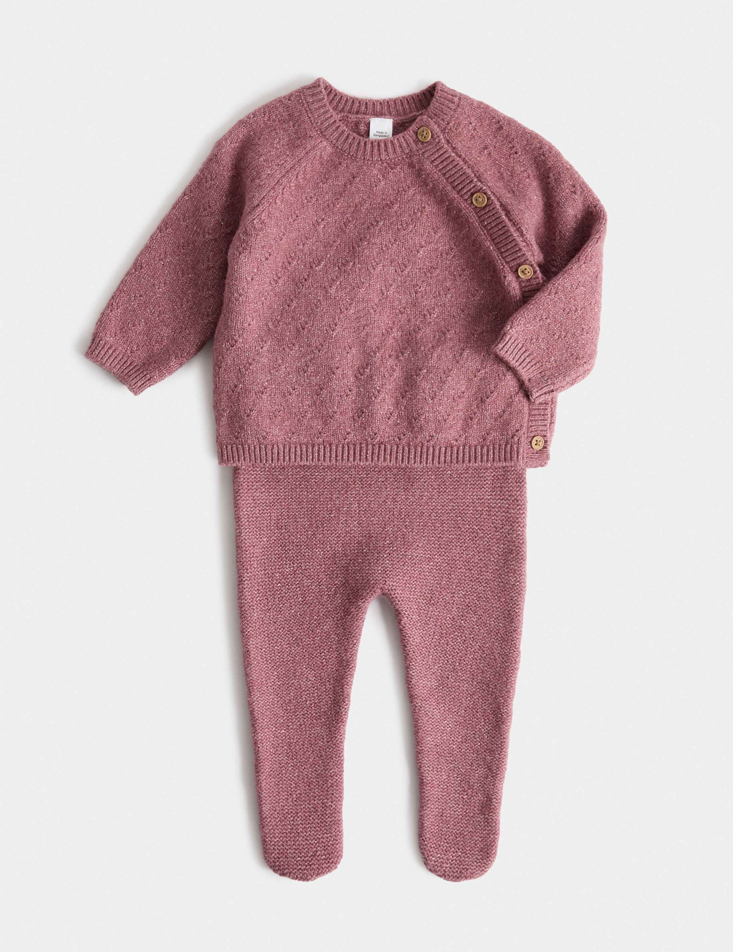 2pc Cotton Rich Pointelle Knitted Outfit (7lbs - 1 Yrs