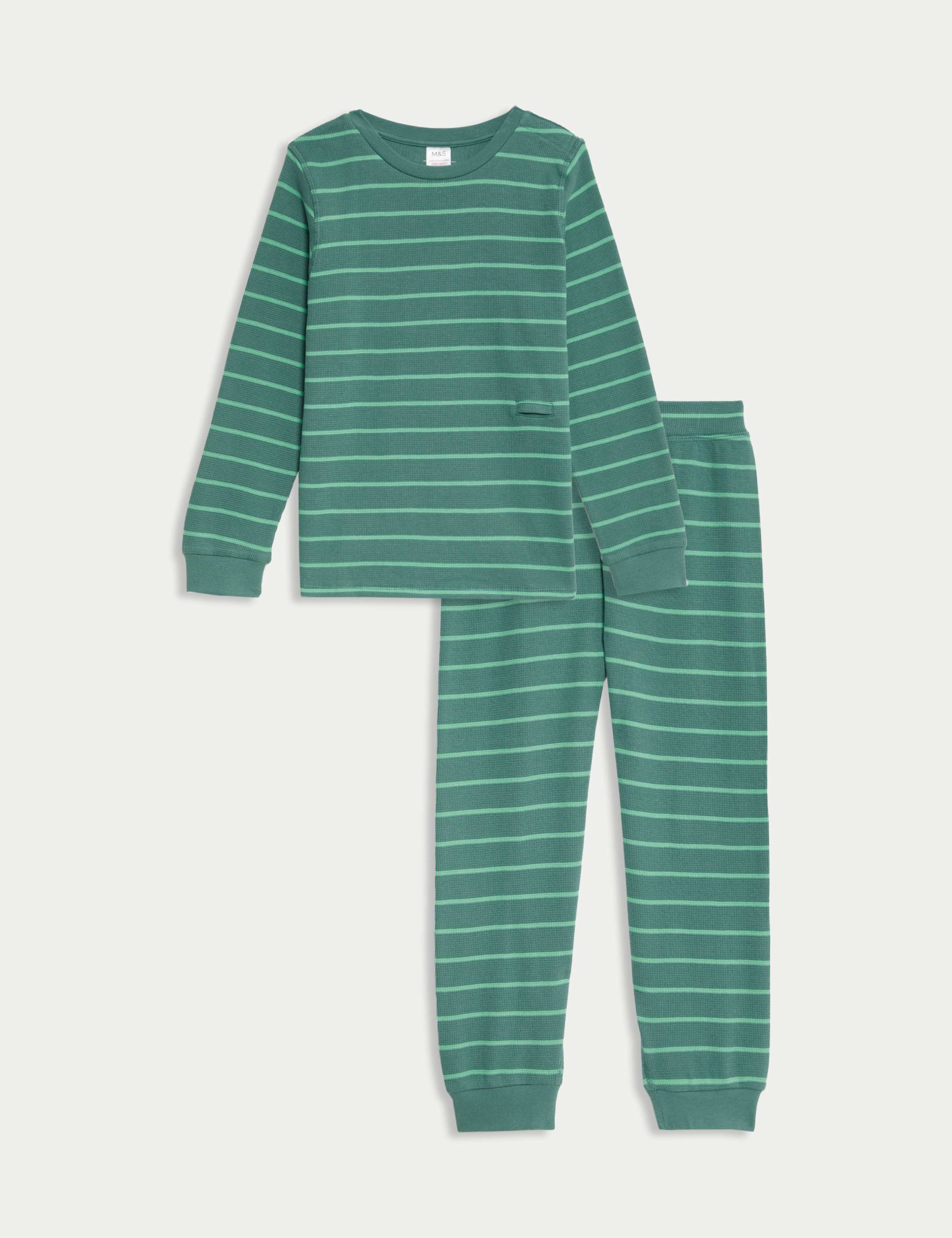 Adaptive Pure Cotton Striped Waffle Pyjamas (1-16 Yrs)