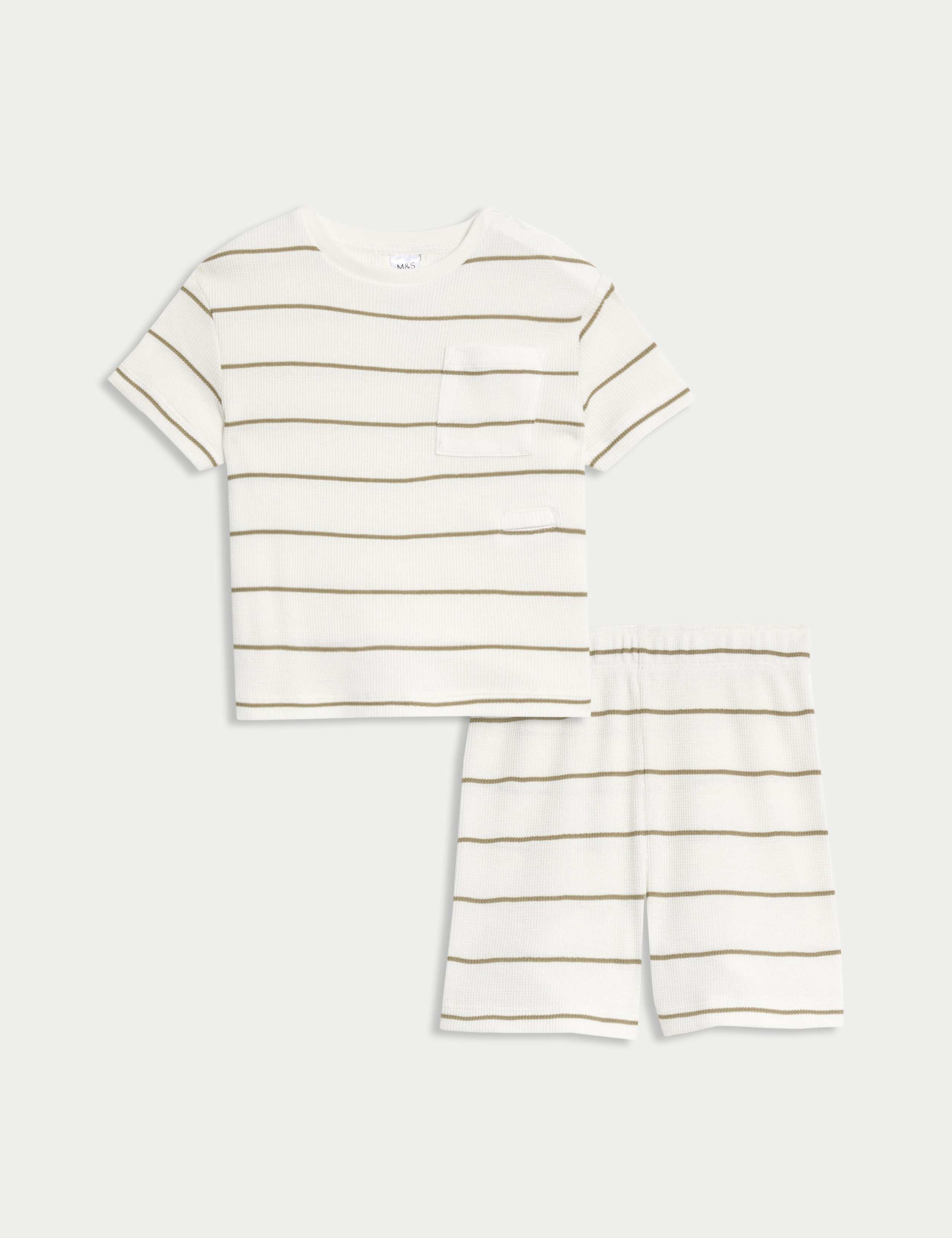 Adaptive Cotton Blend Waffle Striped Pyjamas (1-16 Yrs)