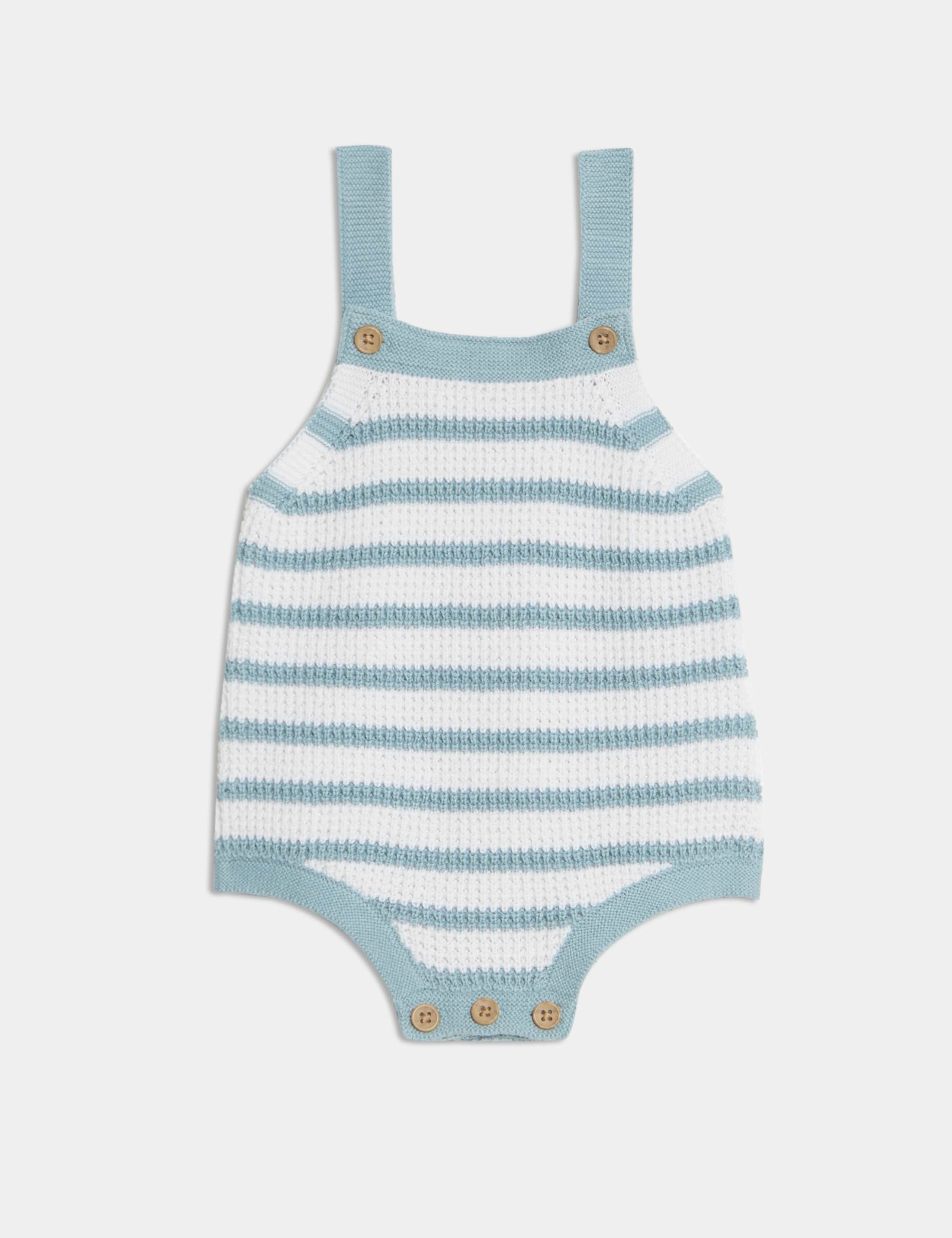 Pure Cotton Knitted Striped Bibshort (7lbs-12 Mths)