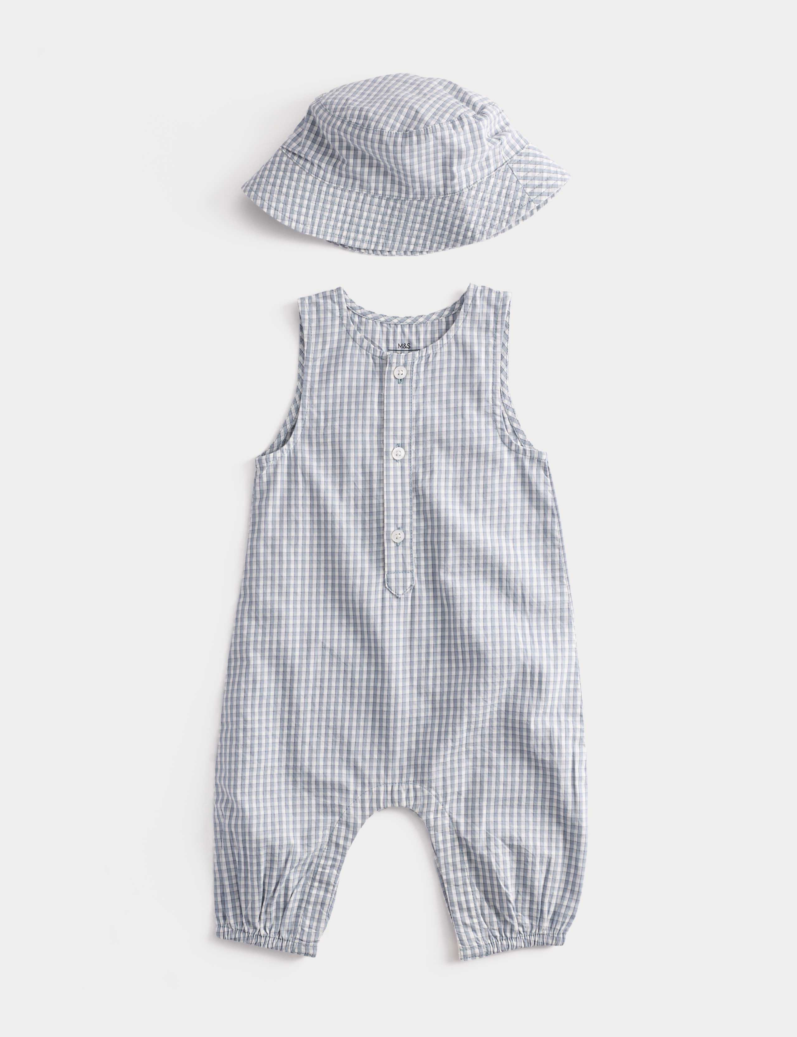 Pure Cotton Romper & Hat Outfit (7lbs-2 Yrs)