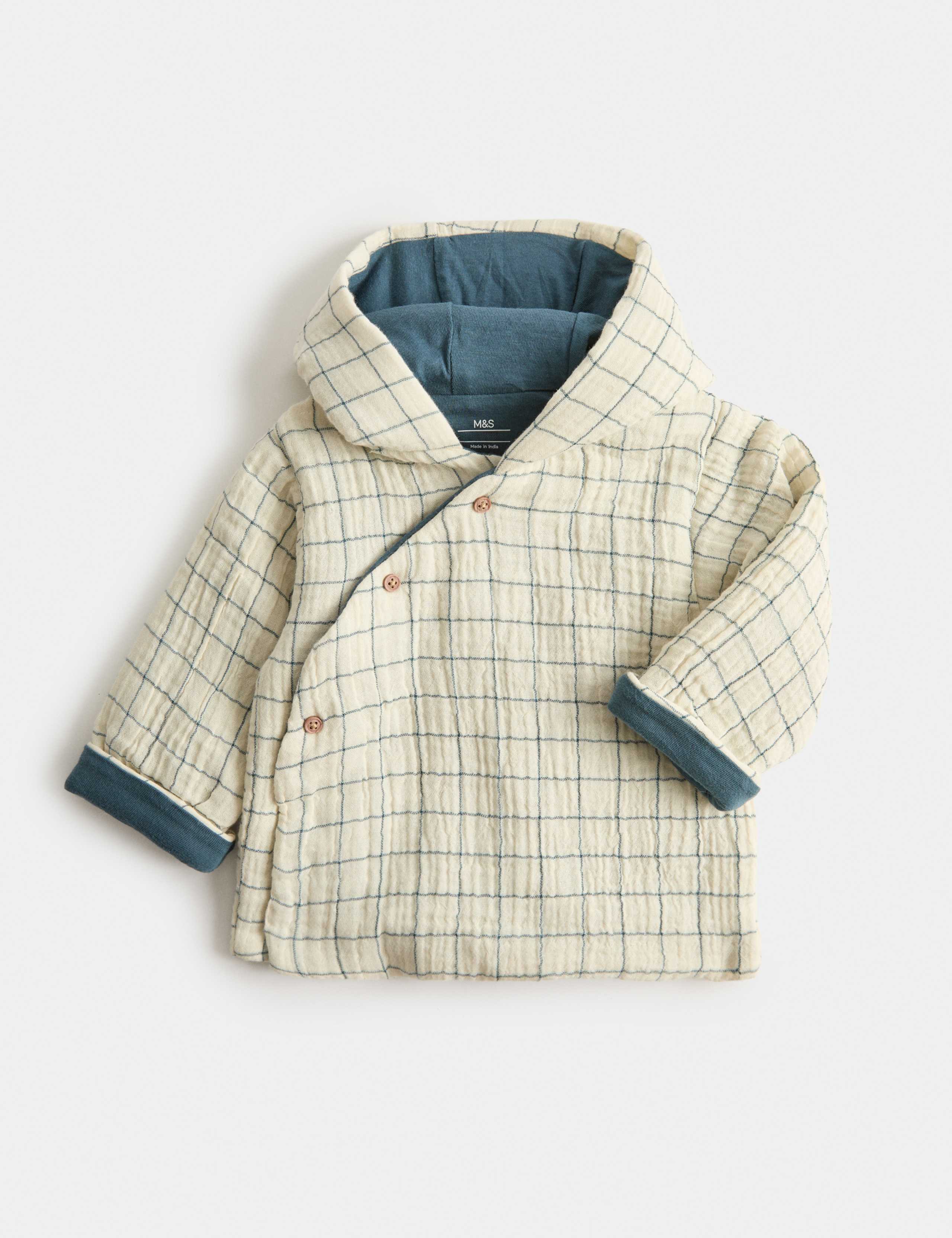 Pure Cotton Check Padded Hooded Jacket (7lbs - 1 Yrs)