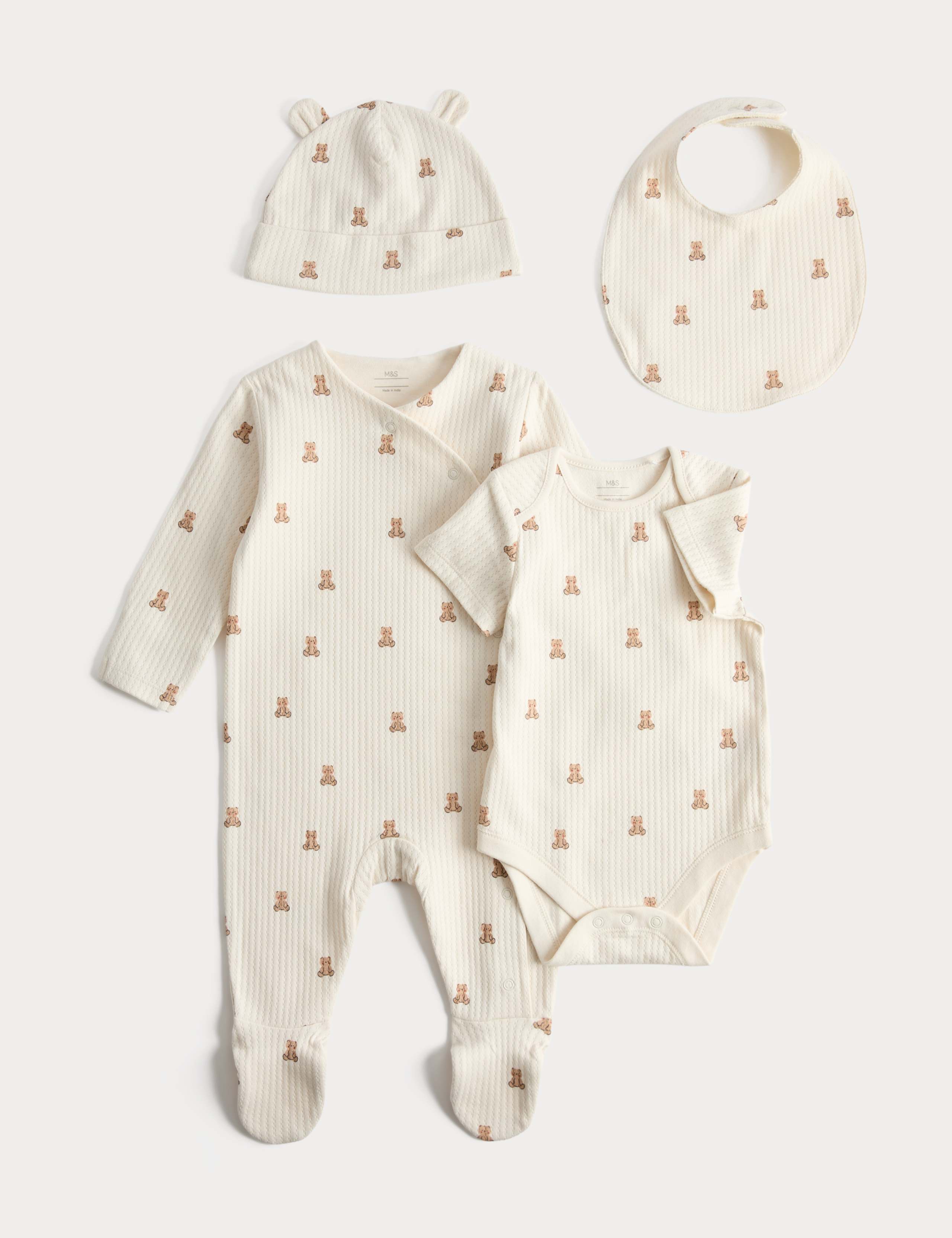 4 Piece Pure Cotton Bear Starter Set (7lbs-9 Mths)