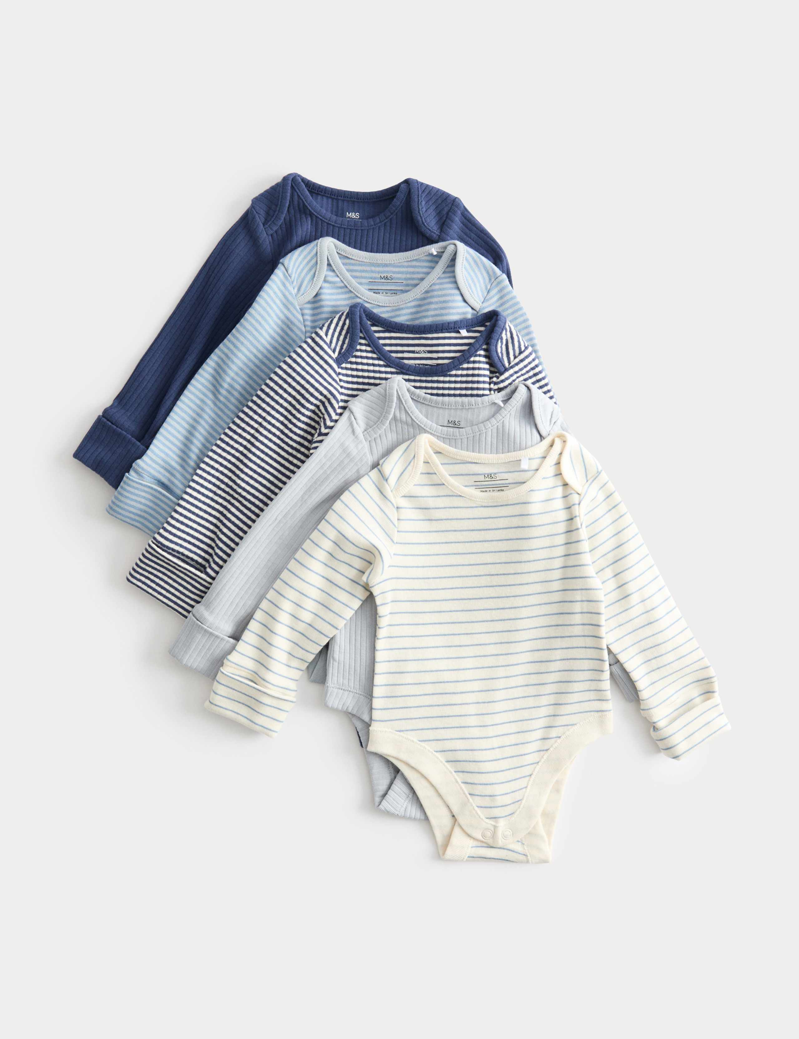 5pk Long Sleeve Bodysuits (6½lbs-3 Yrs)