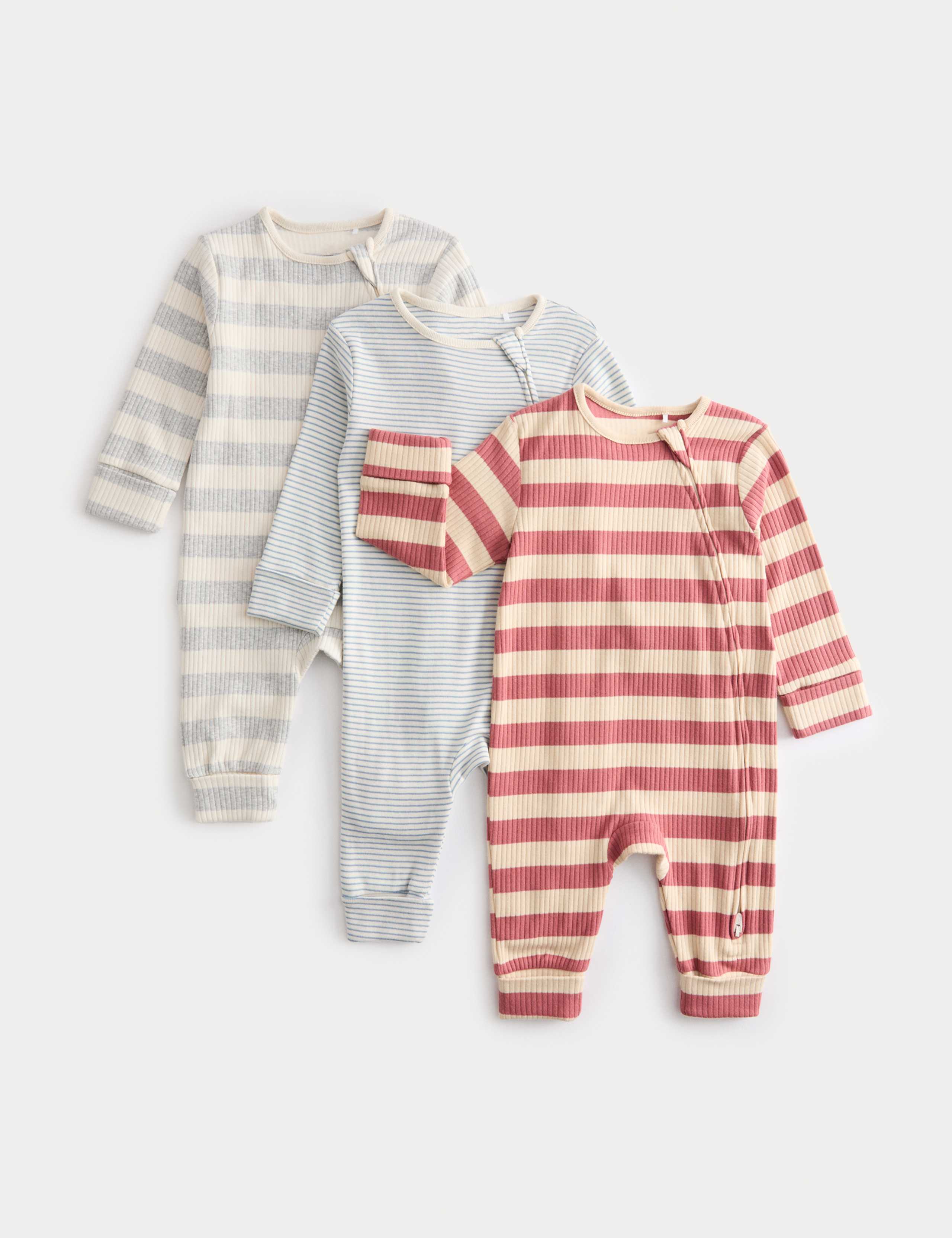 3pk Stripe Sleepsuits (6½lbs-3 Yrs)