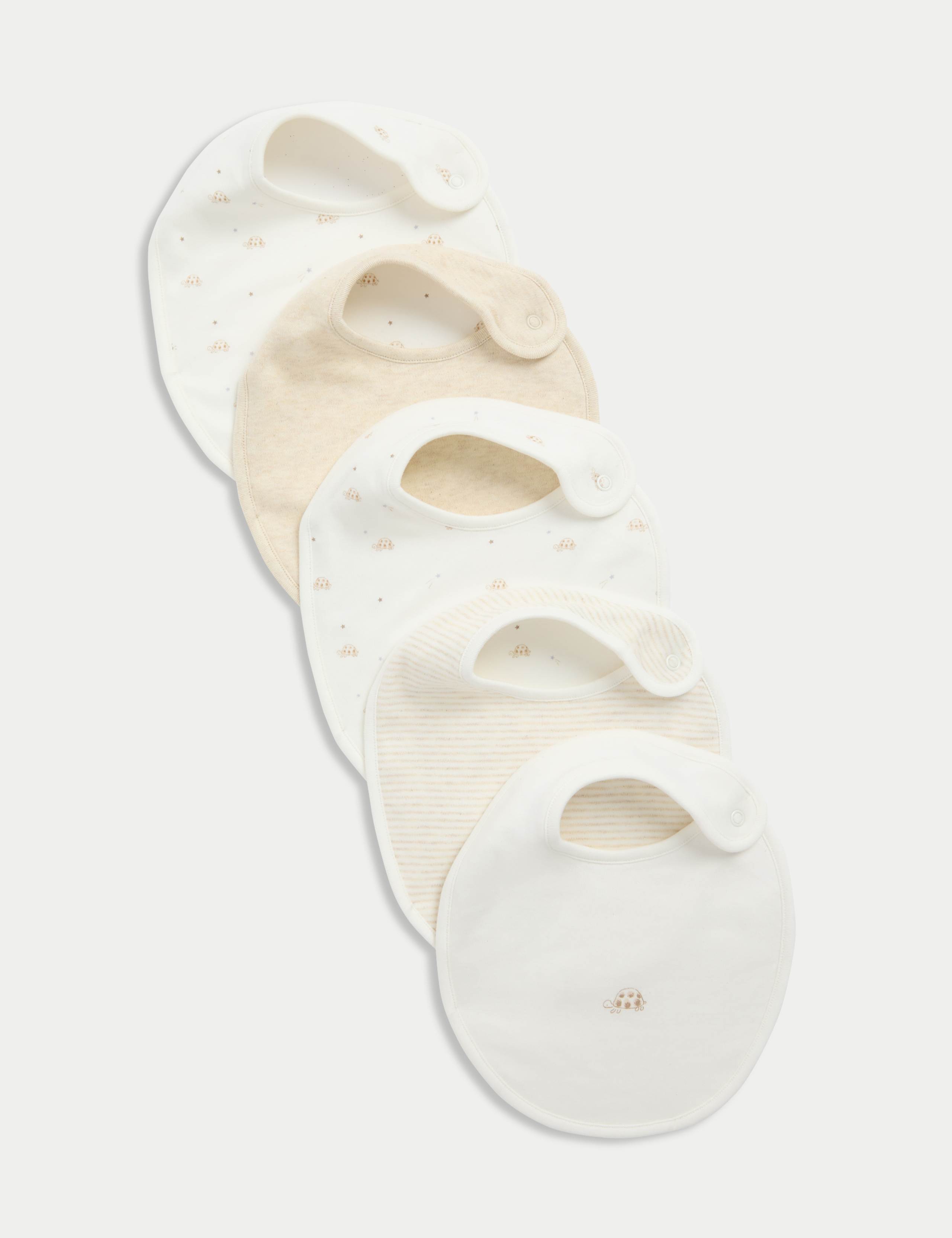 5pk Pure Cotton Printed Bibs