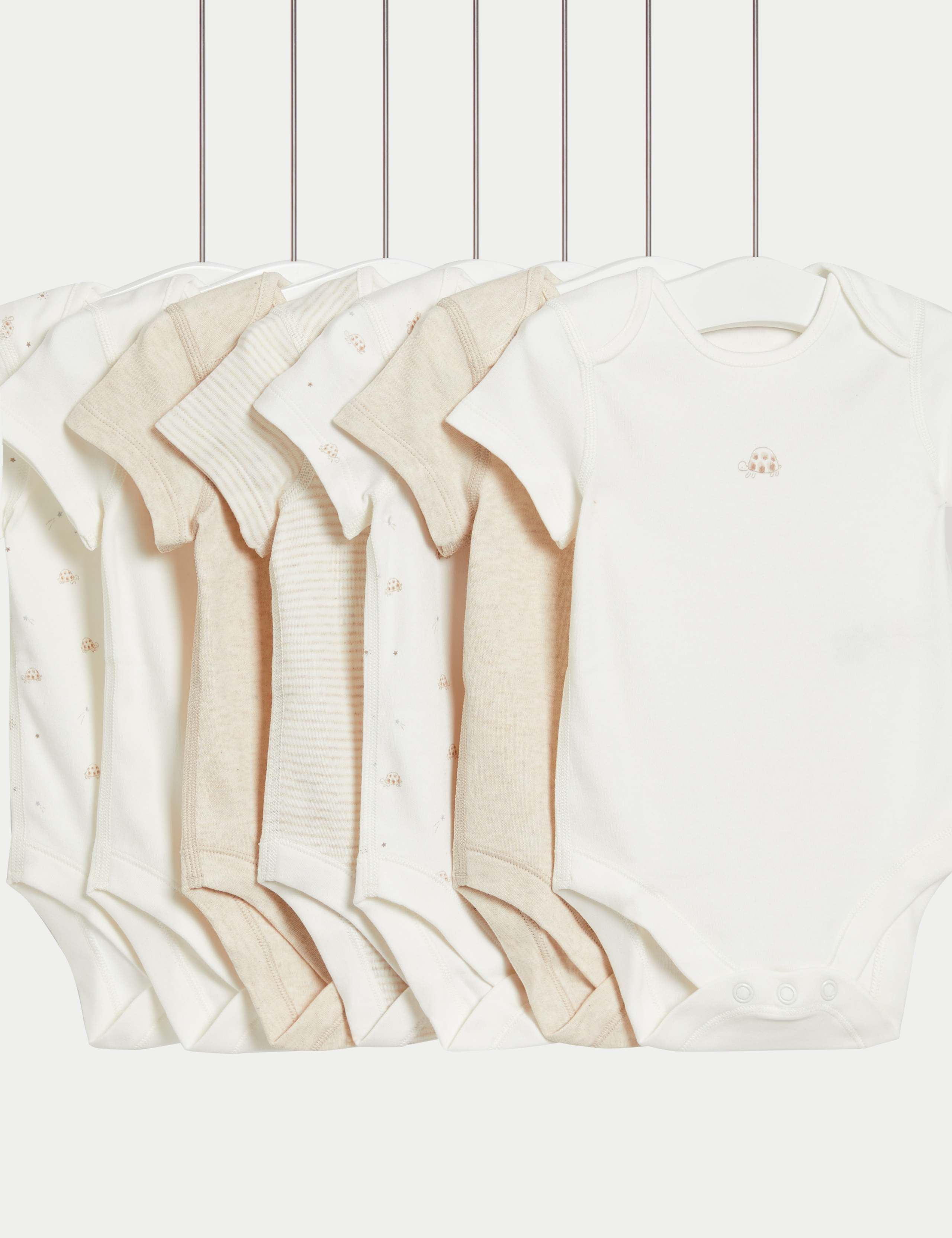 7pk Pure Cotton Patterned Bodysuits (5lbs-3 Yrs)