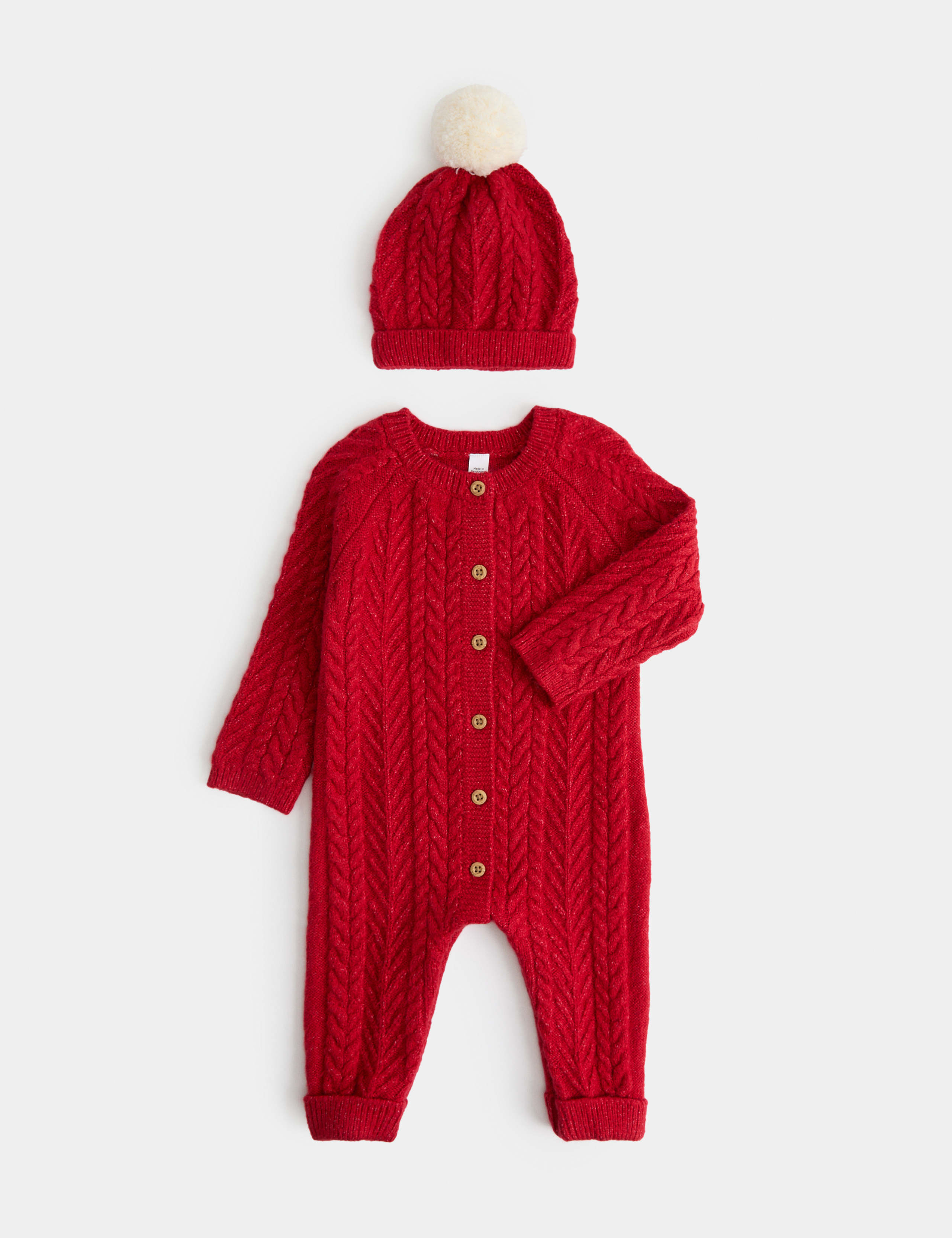 2 Piece Santa Cable All in One with Hat (7lbs-12 Mths)