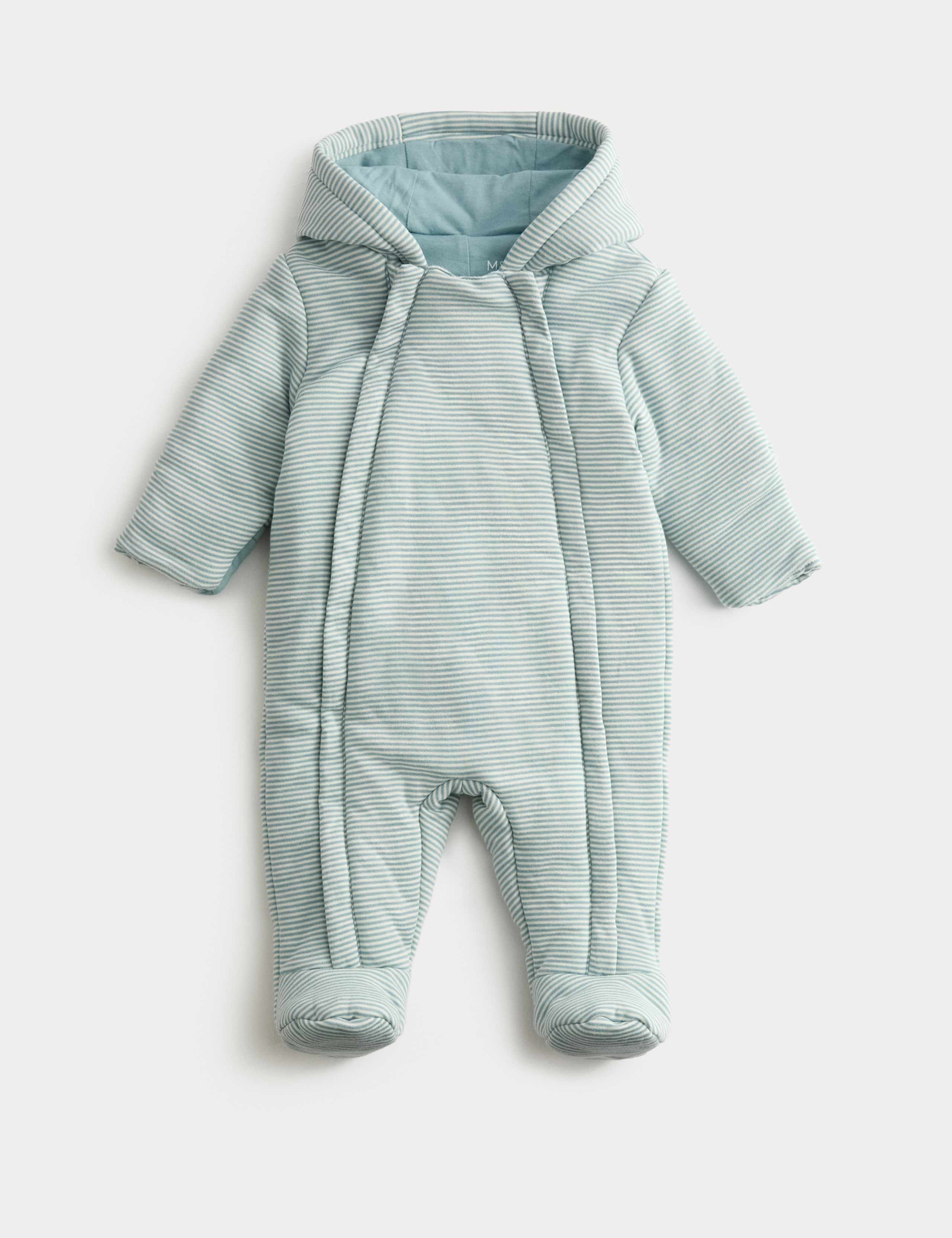 Blue Stripe Jersey Pramsuit (0-12 Mths)