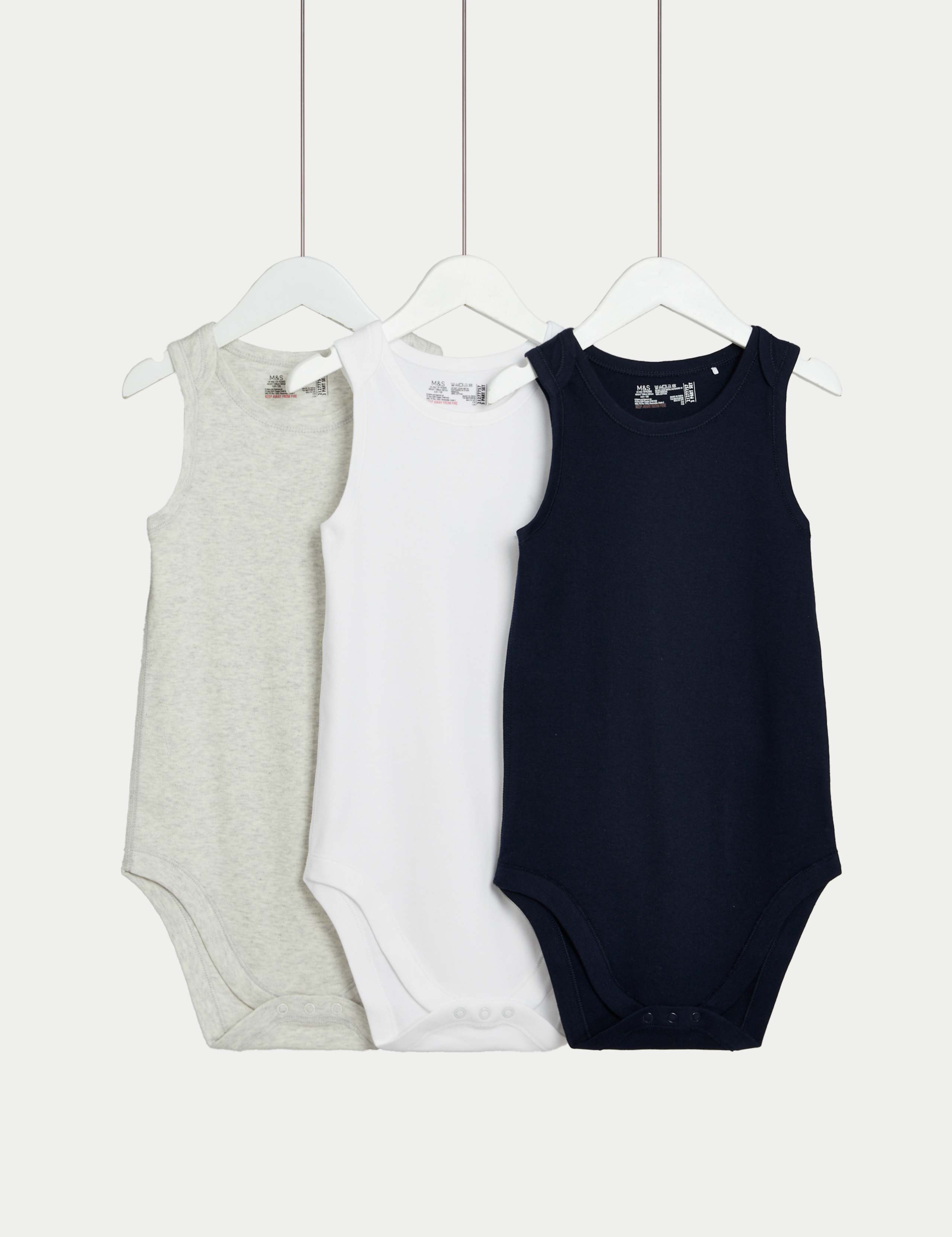 3pk Pure Cotton Bodysuits (3-16 Yrs)