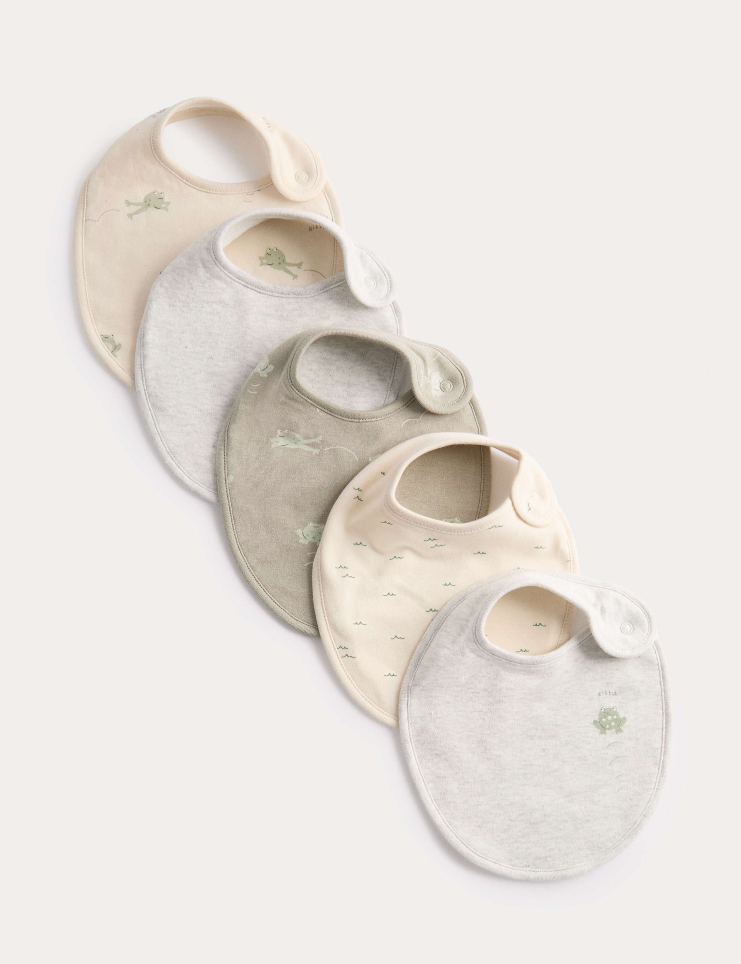 5 Pack Cotton Rich Frog Print Bibs