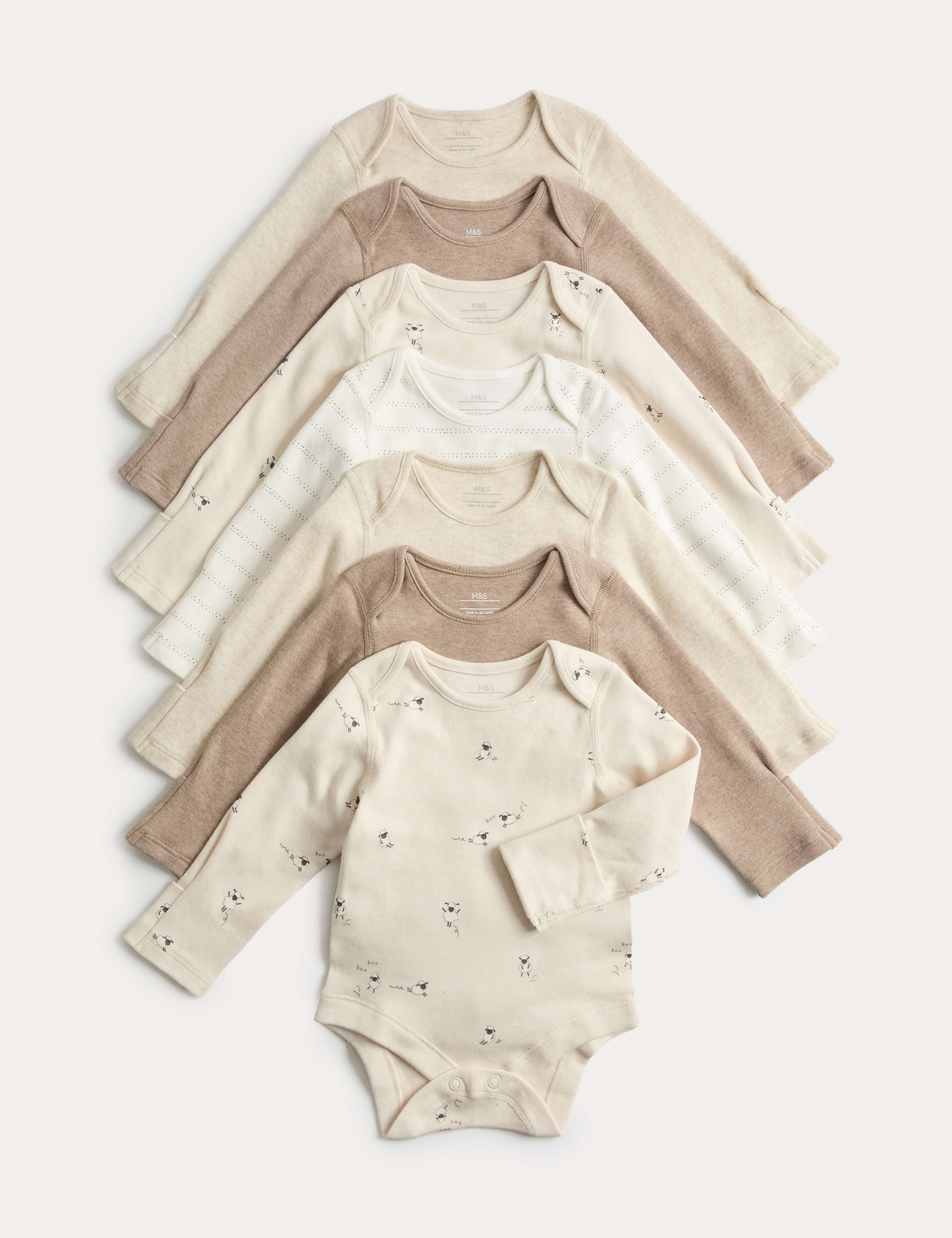 7 Pack Pure Cotton Bodysuits (5lbs-3 Yrs)