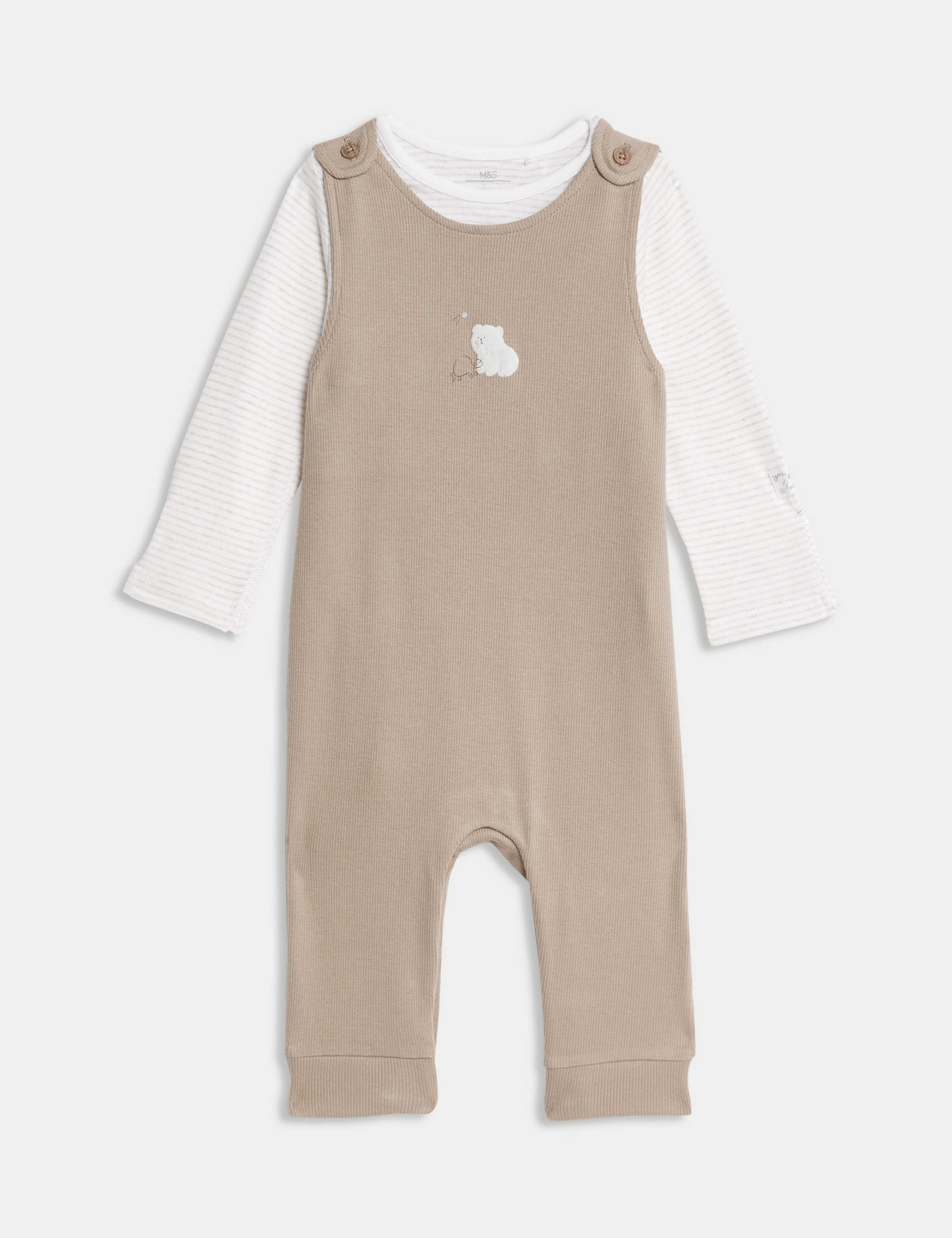 2pc Pure Cotton Dungaree Outfit (0-12 Mths)