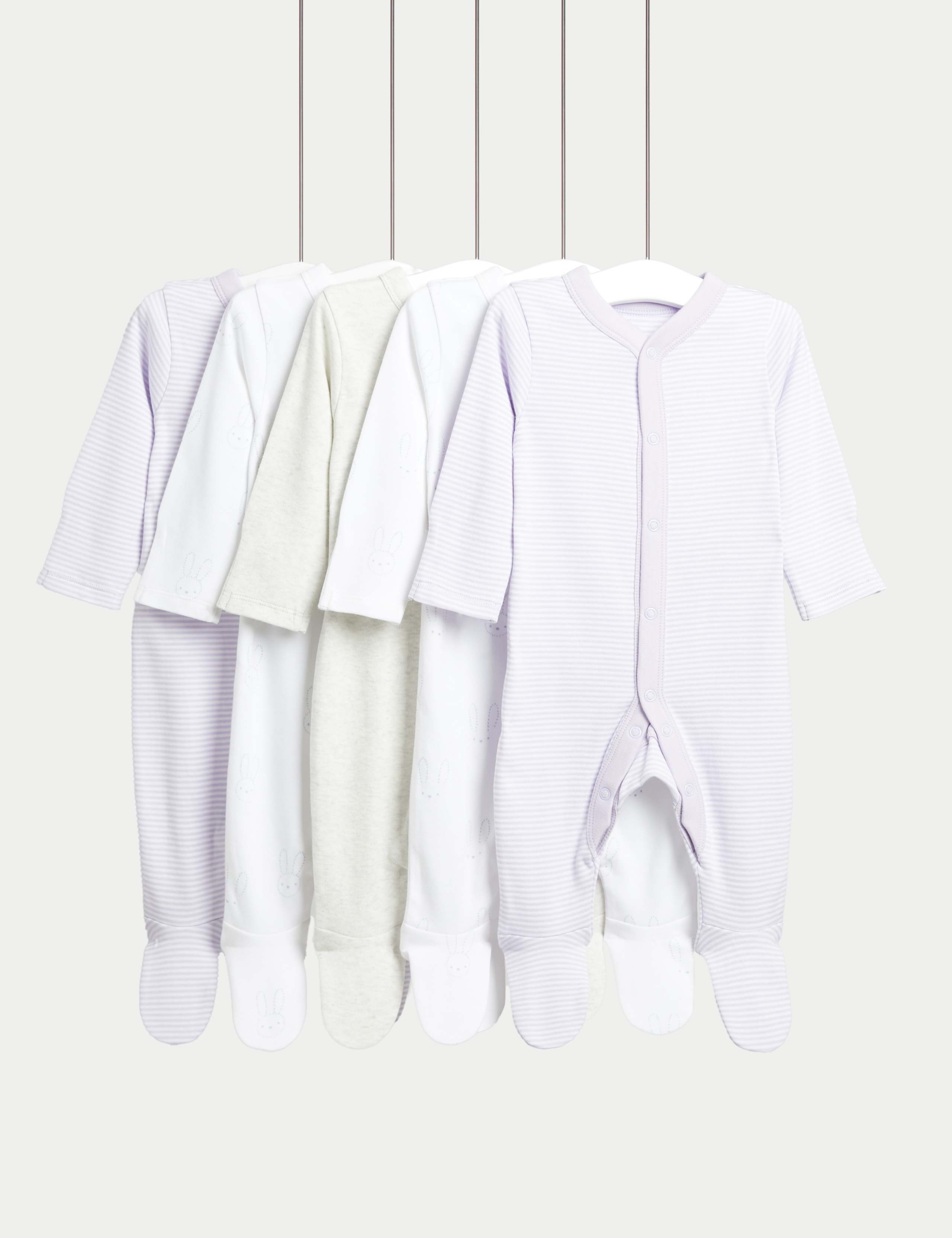 5pk Pure Cotton Sleepsuits (0-3 Yrs)
