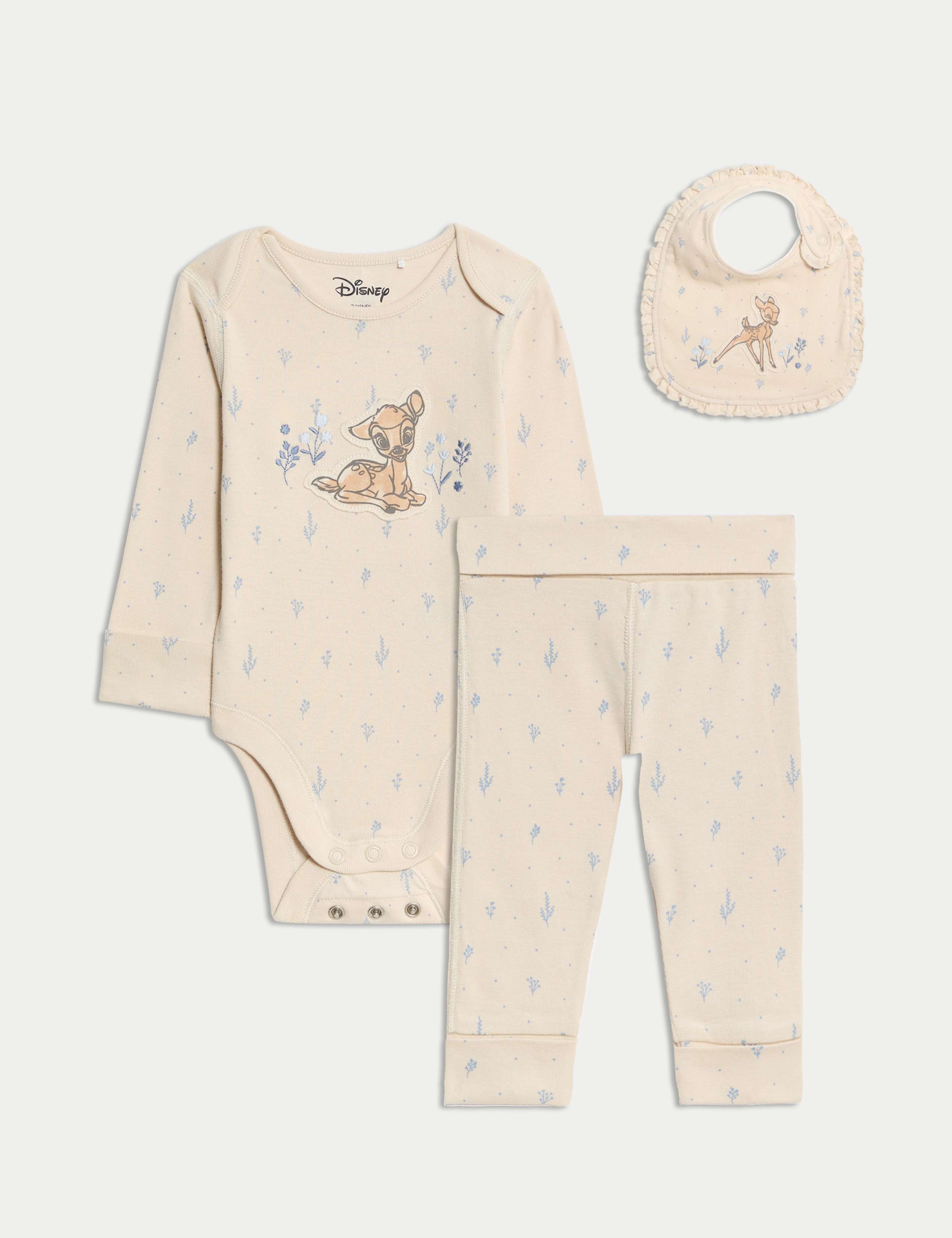 3pc Pure Cotton Bambi™ Outfit and Bib (7lbs-9 Mths)