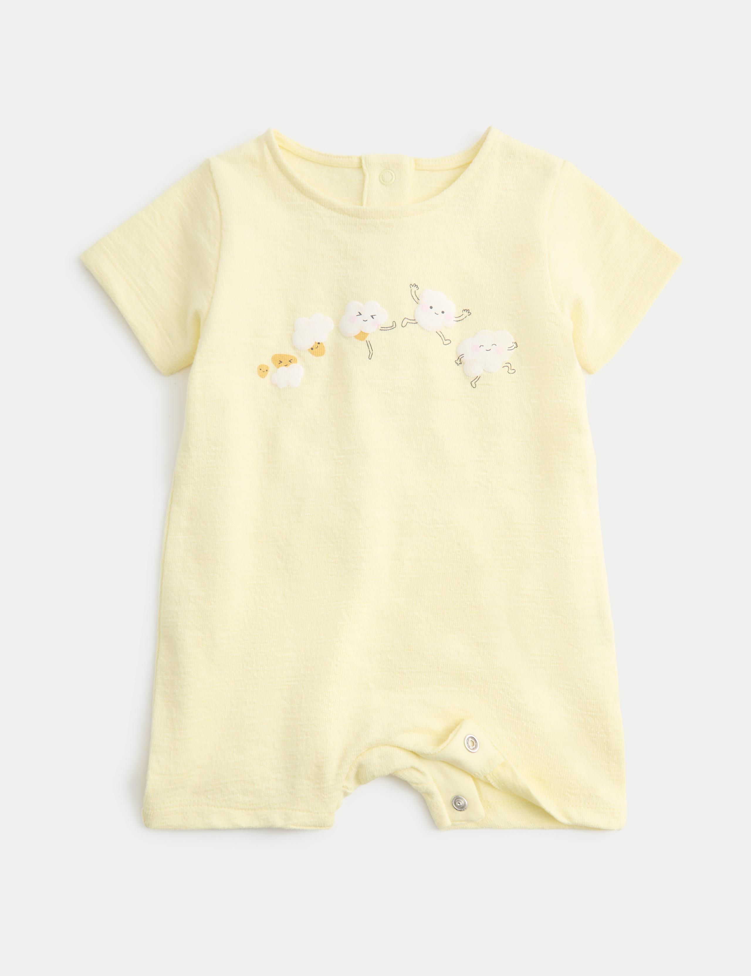 Pure Cotton Unisex Popcorn Print Romper (0-24 Mths)