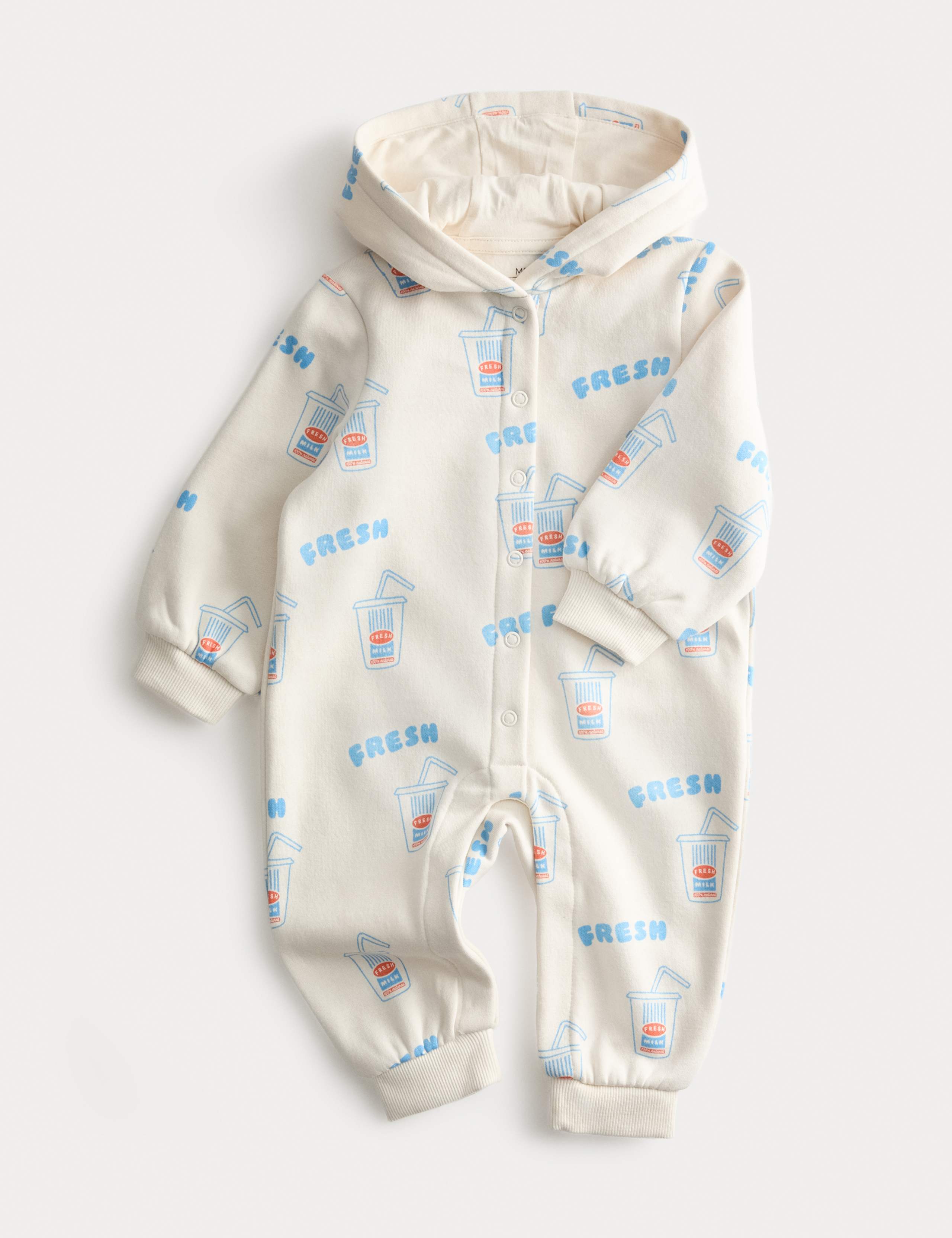 Cotton Rich Milkshake Print Hooded All in One (7lbs-3 Yrs)