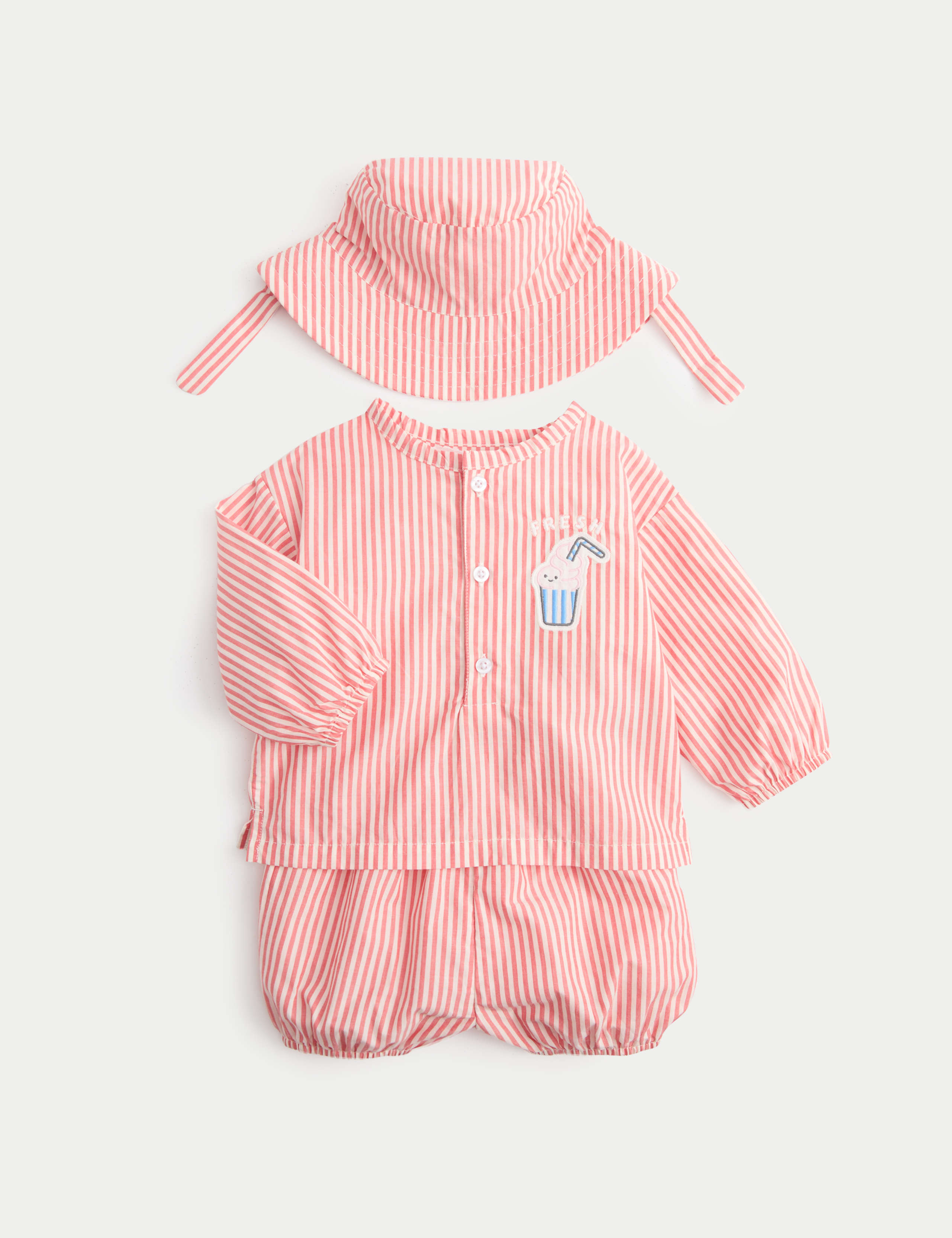 3 Piece Stripe Cinema Short and Shirt Outfit (0-24 Mths)