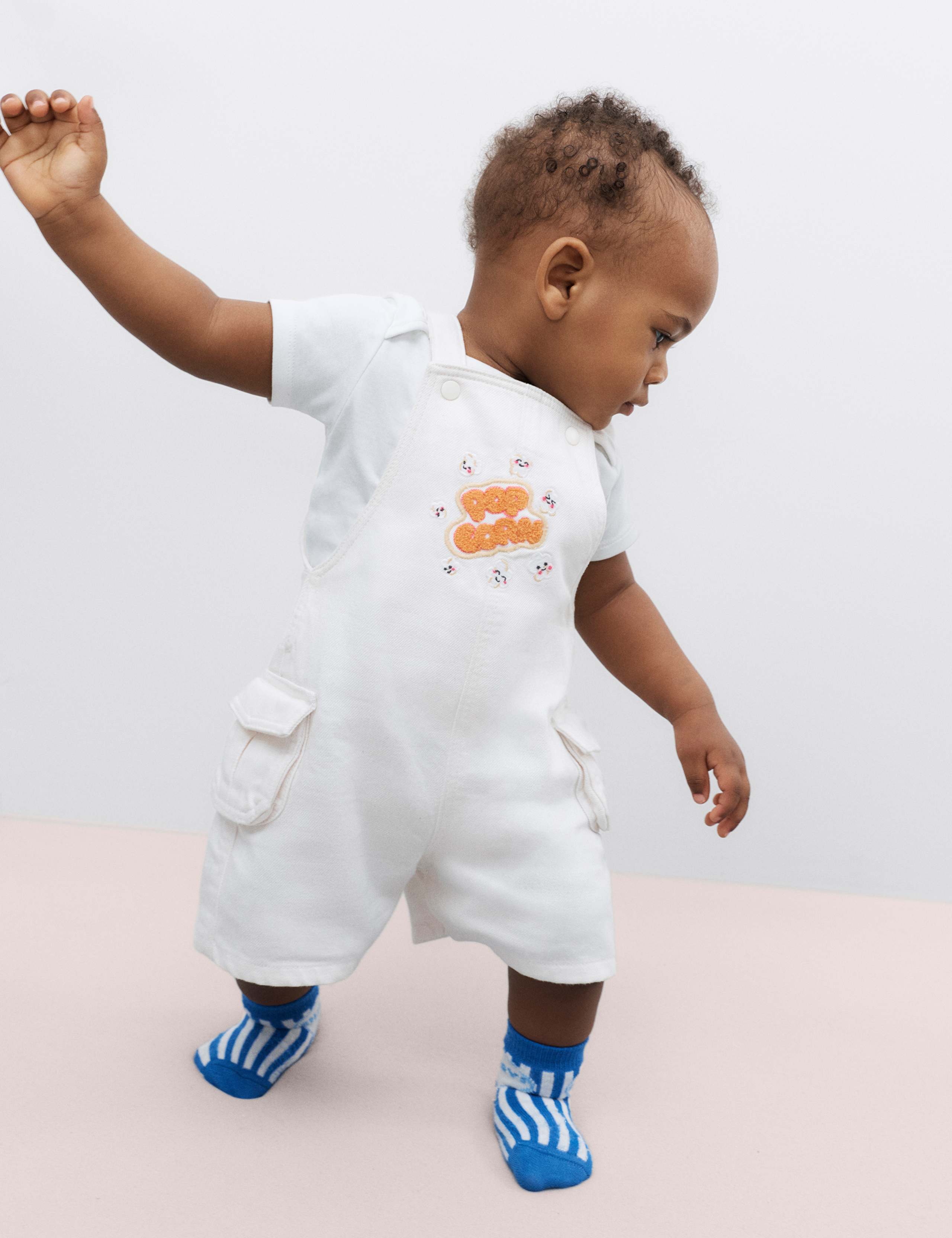 Cotton Rich Twill Popcorn Bibshorts (0-3 Yrs)