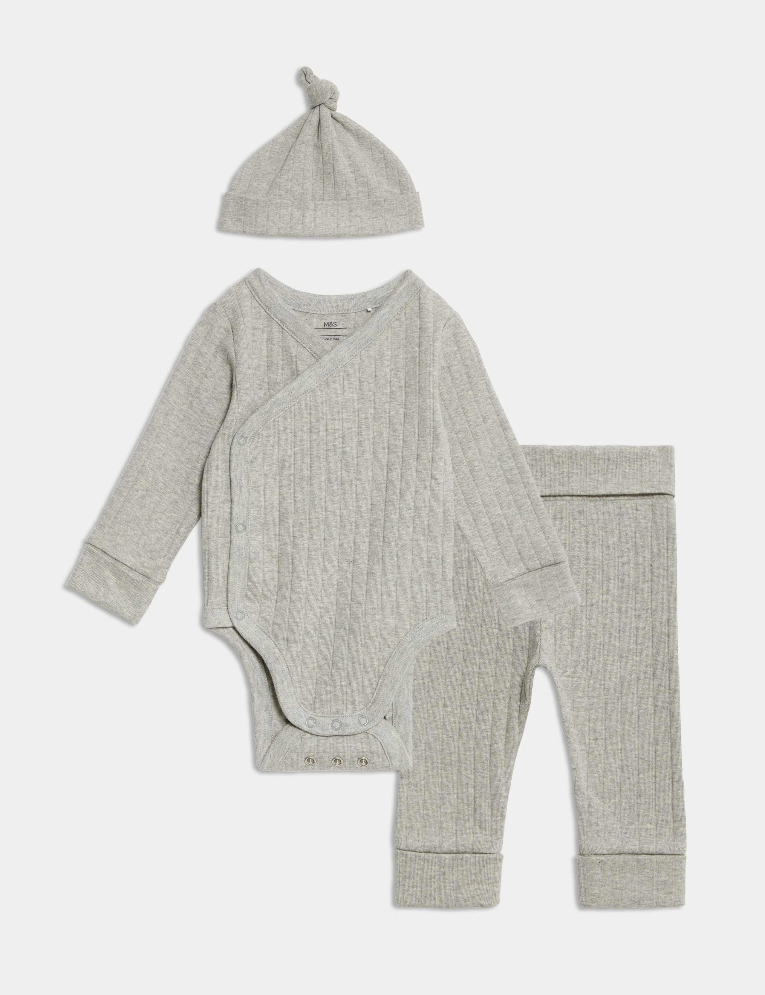 3pc Cotton Rich Bodysuit & Hat Outfit (7lbs - 12 Mths)