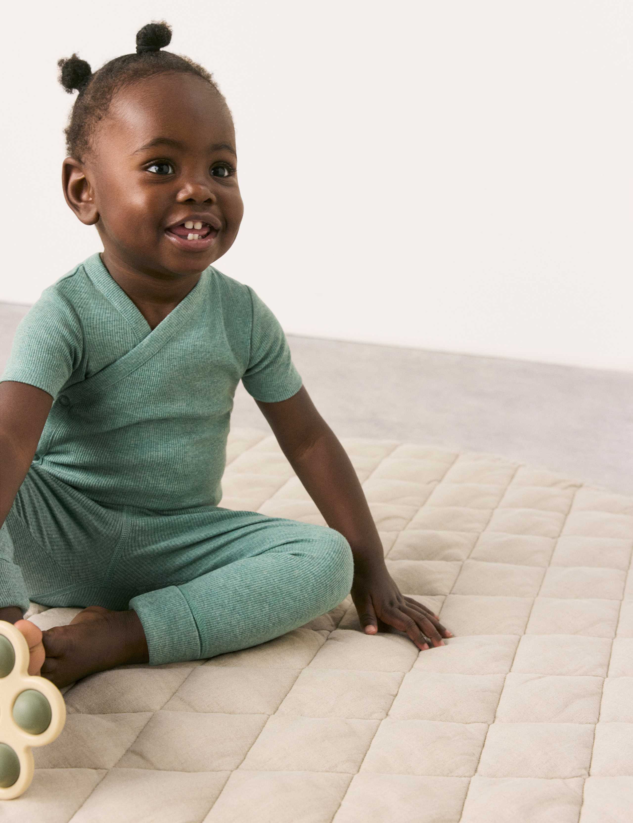2pk Cotton Rich Ribbed Cross Over Bodysuits (0-3 Yrs)