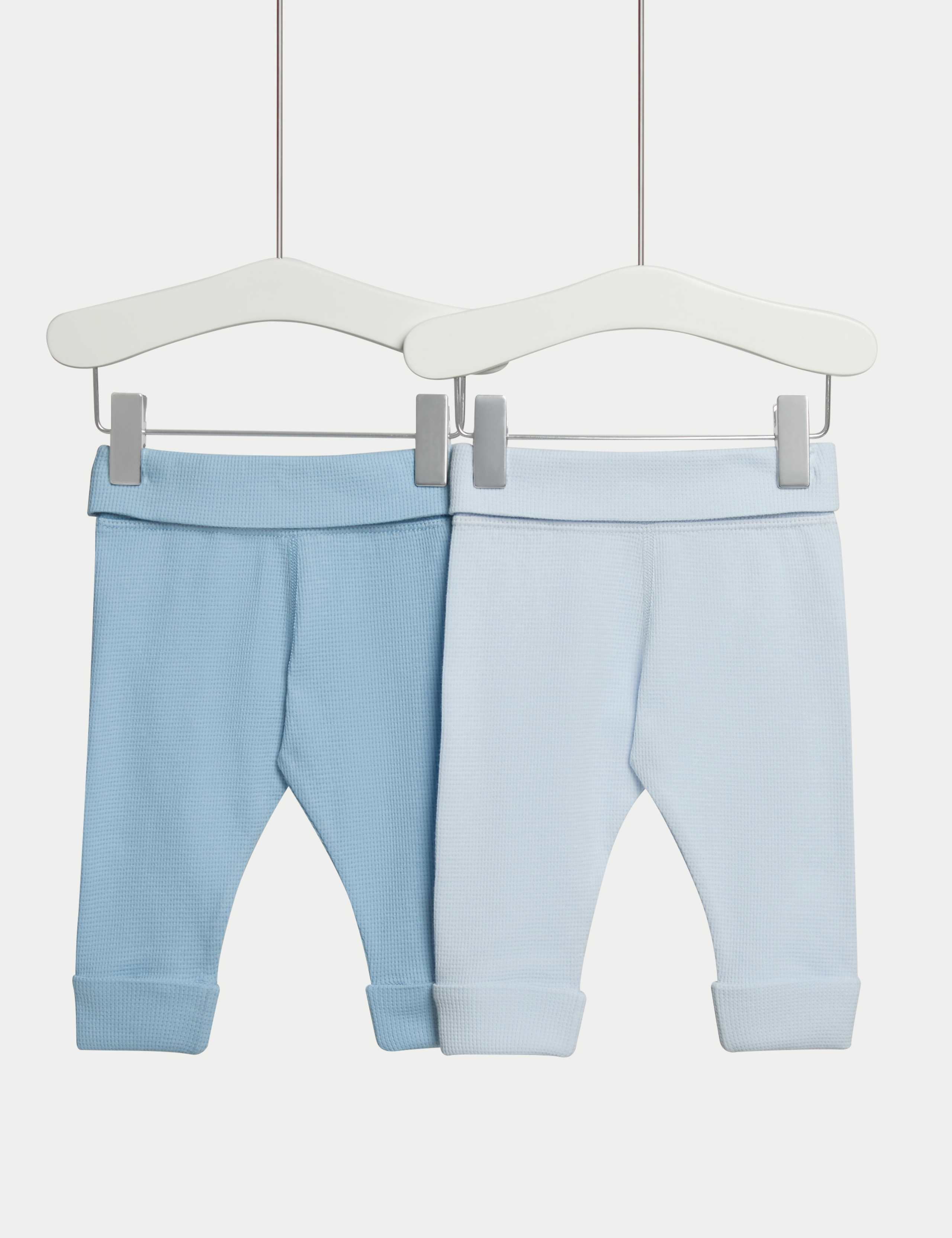 2pk Pure Cotton Waffle Leggings (6½lbs-3 Yrs)