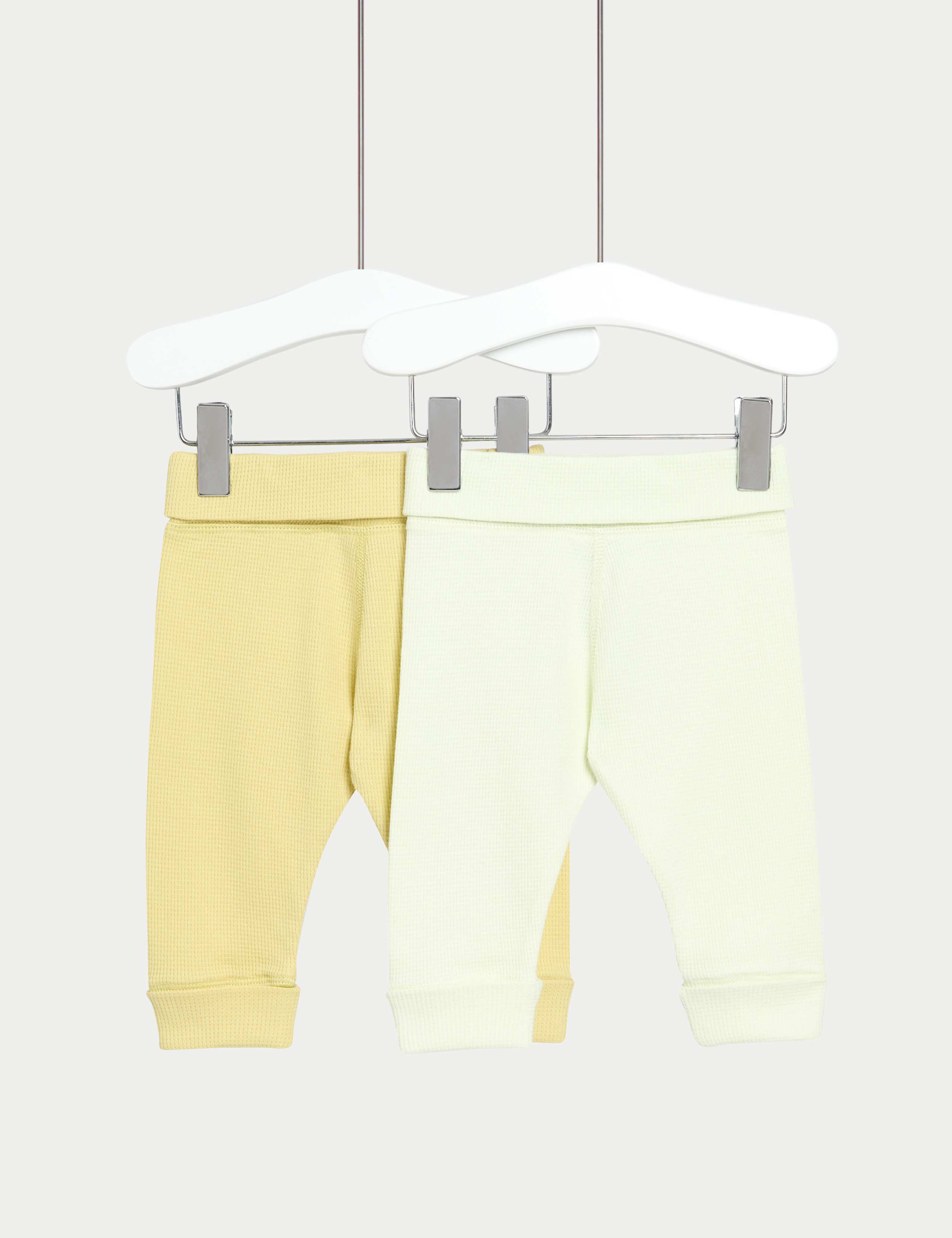 2pk Pure Cotton Waffle Leggings (6½lbs-3 Yrs)