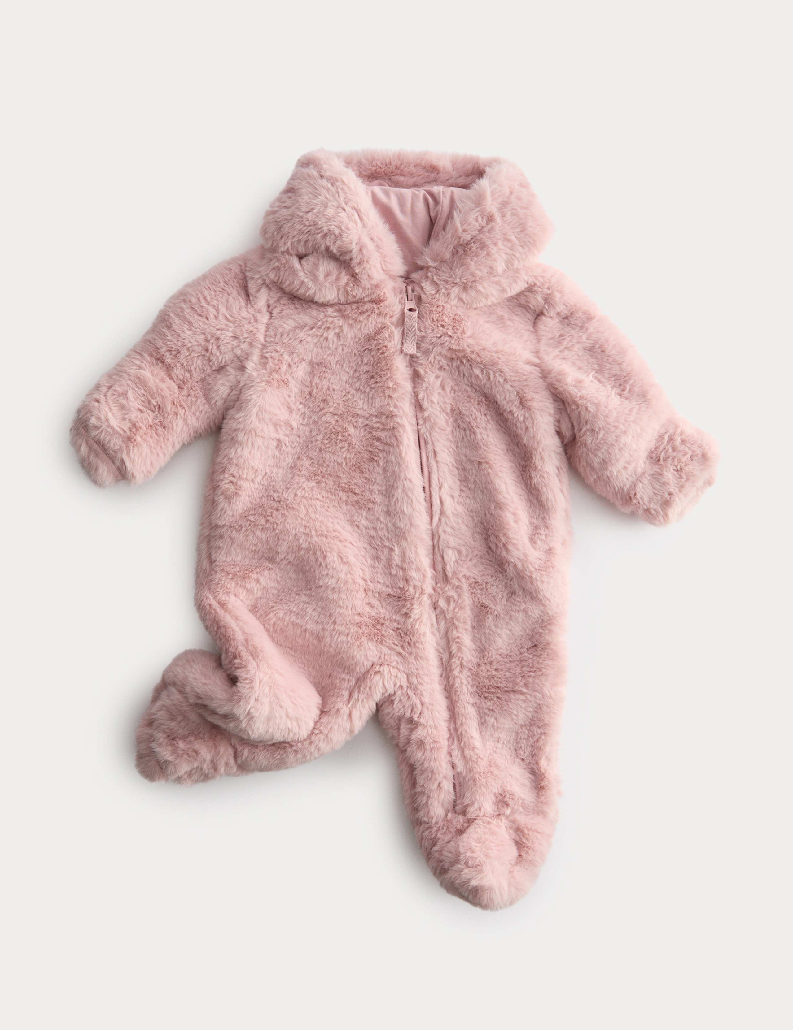 Faux Fur Hooded Pramsuit (0-12 Mths)