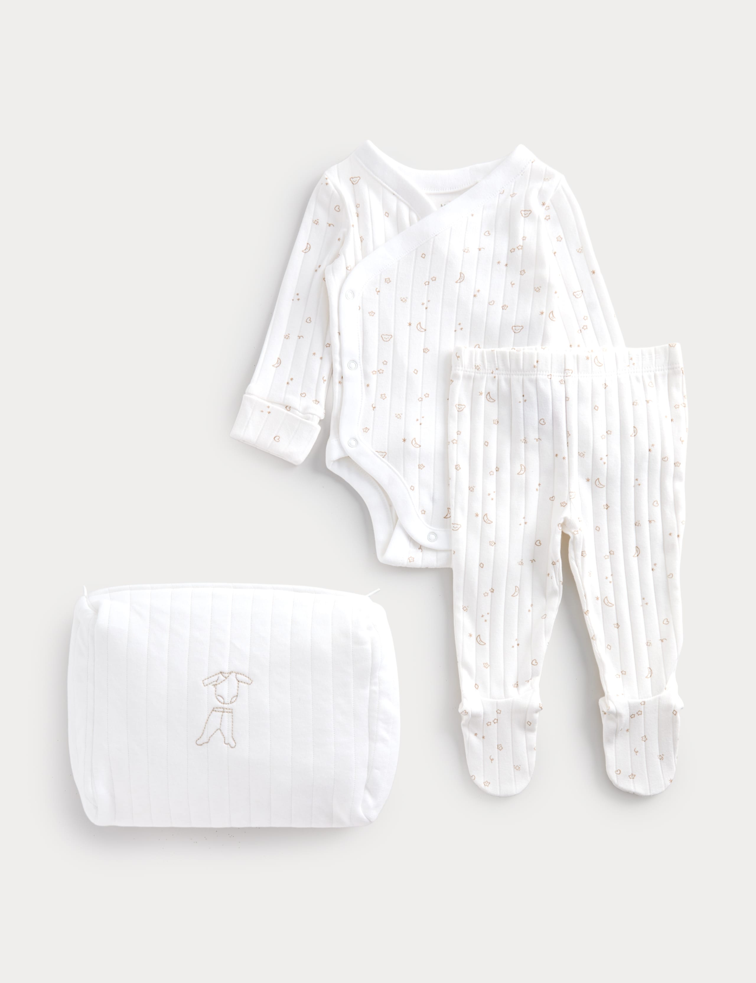 3 Piece Cotton Rich Crawler Outfit with Pouch (0-6 Months)