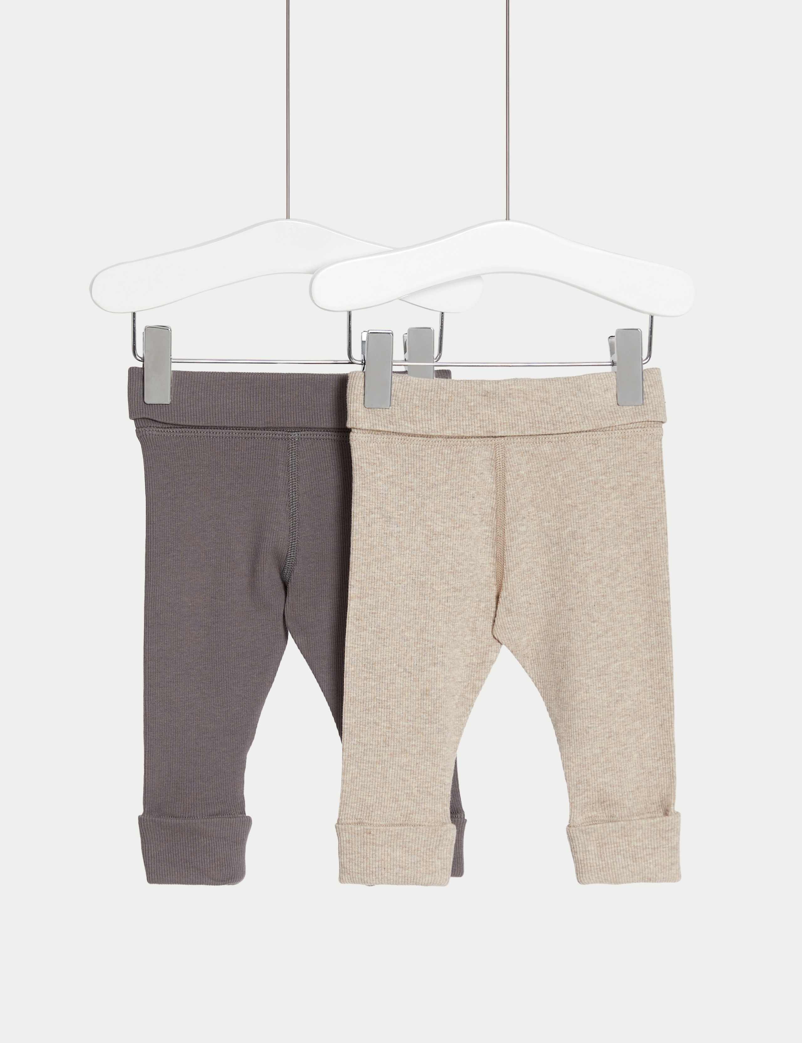 2pk Cotton Rich Waffle Leggings (6½lbs-3 Yrs)