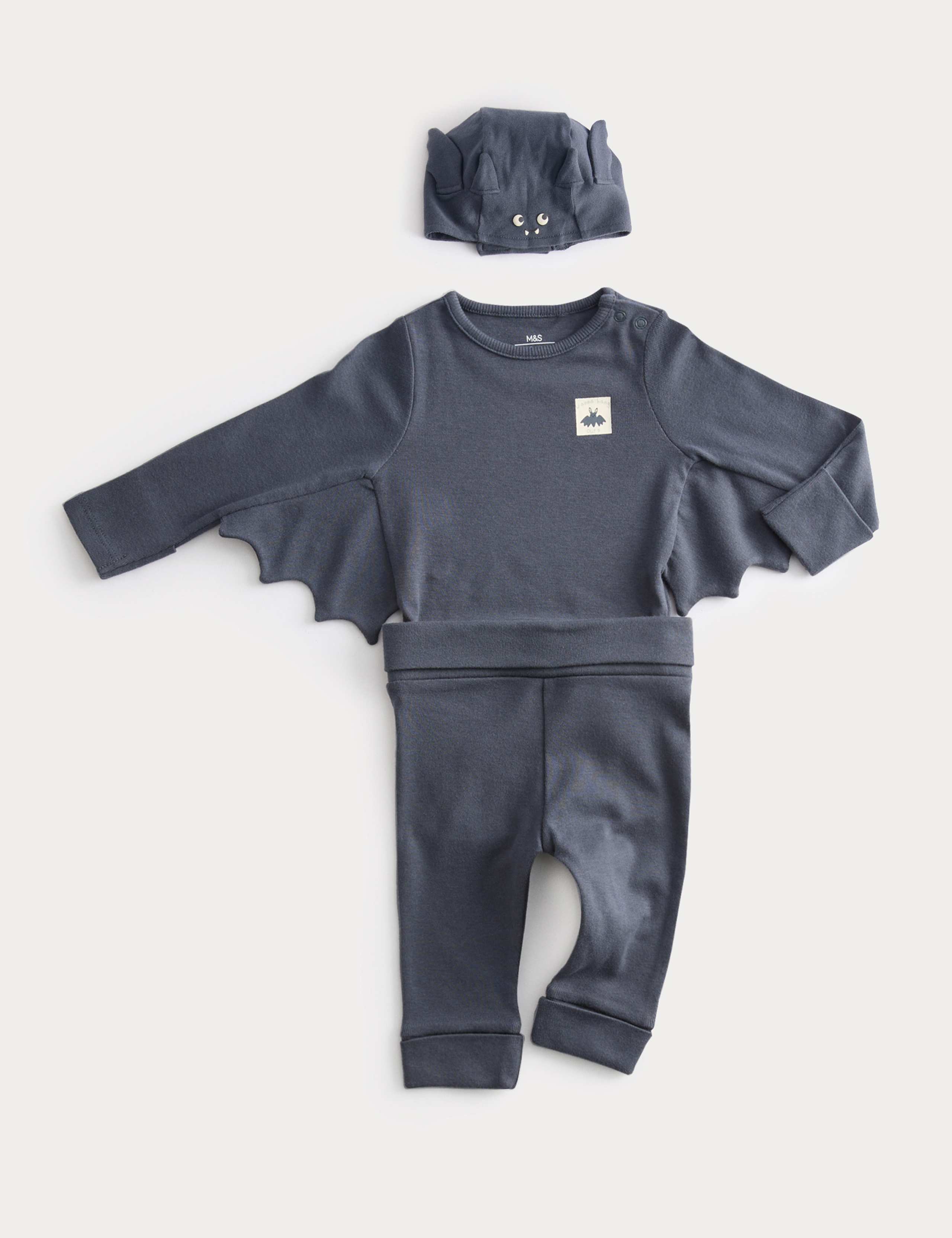 3pc Pure Cotton Halloween Bat Outfit (0-2 Yrs)