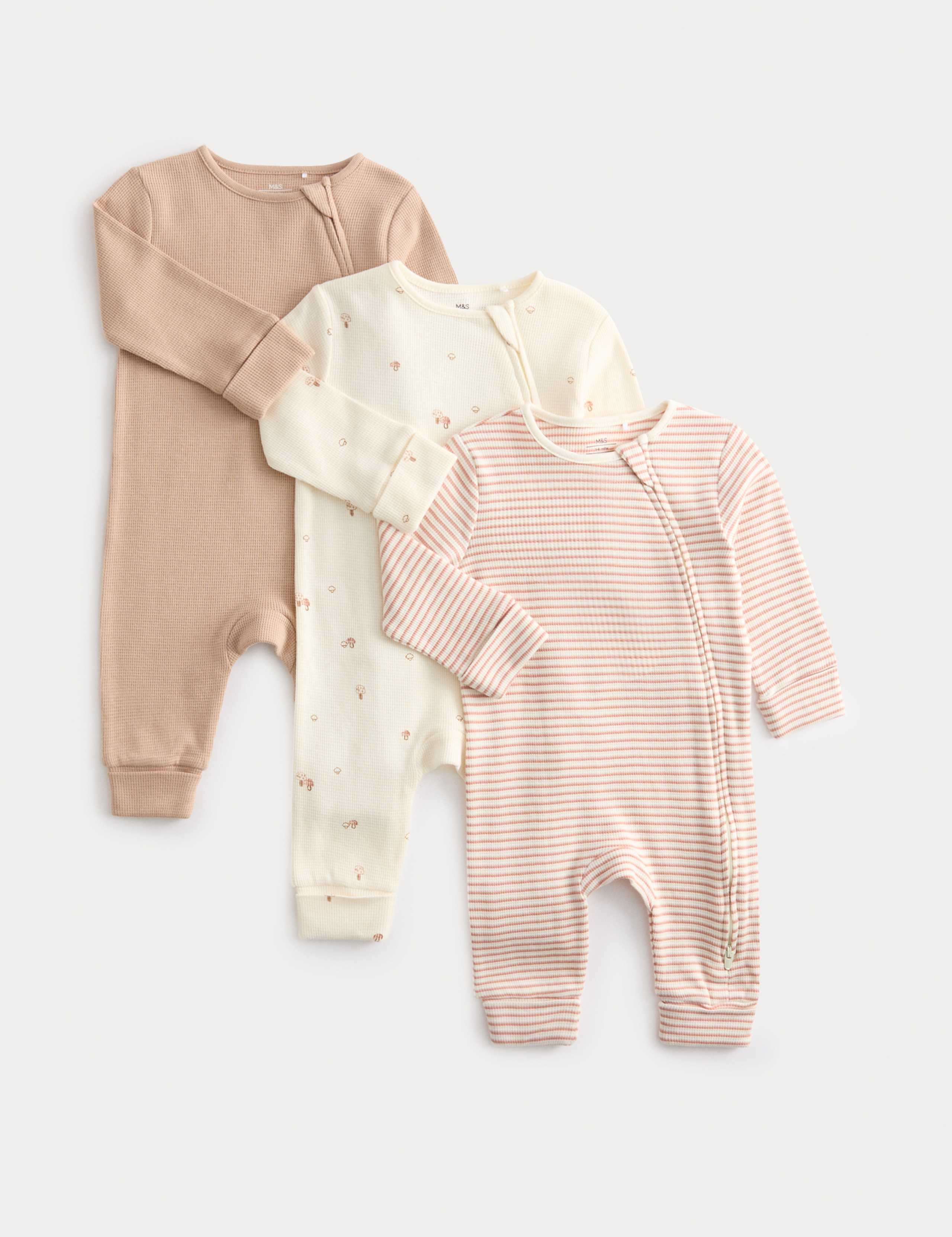 3pk Pure Cotton Woodland Print Sleepsuits (0-3 Yrs)