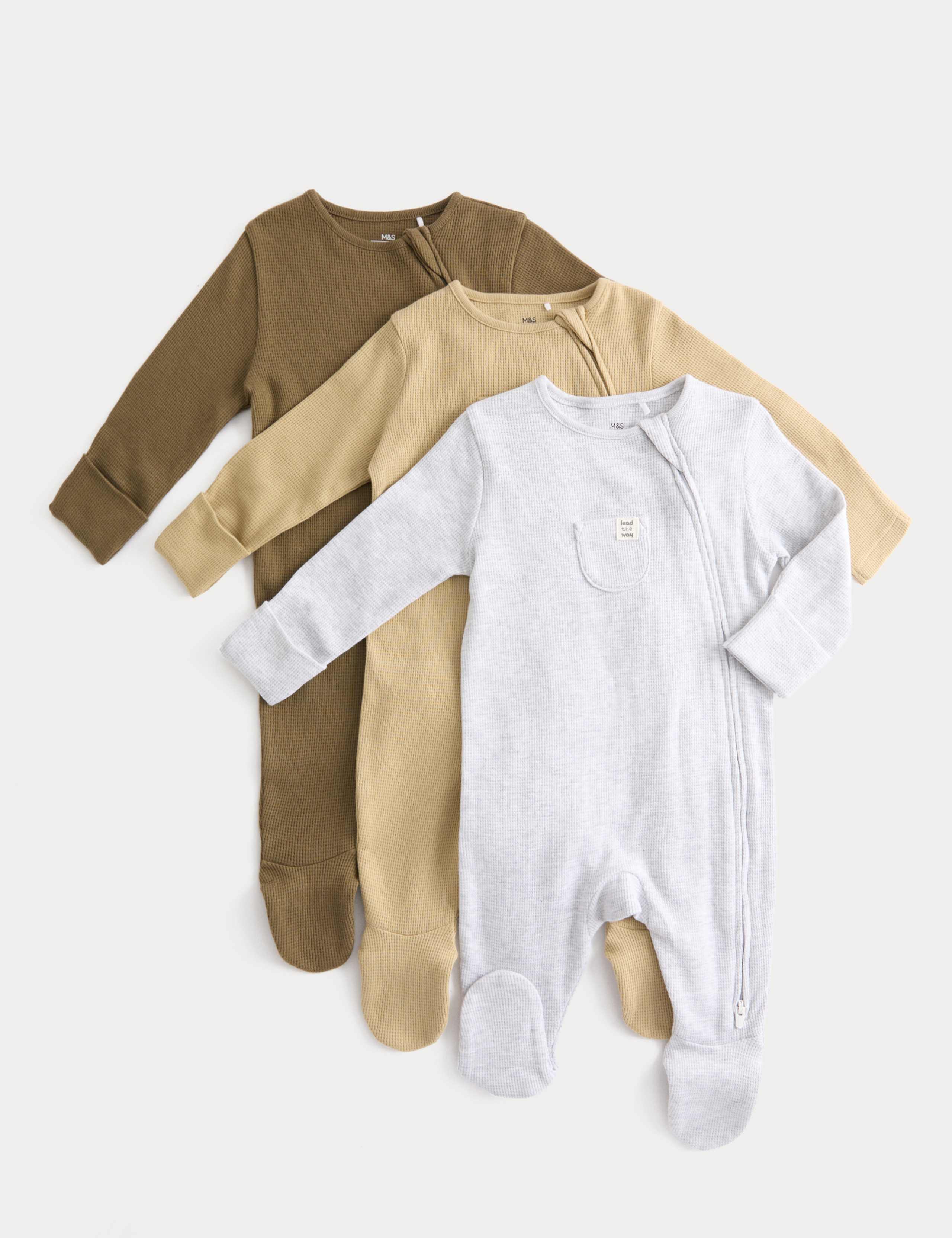3pk Pure Cotton Sleepsuits (0-3Yrs)