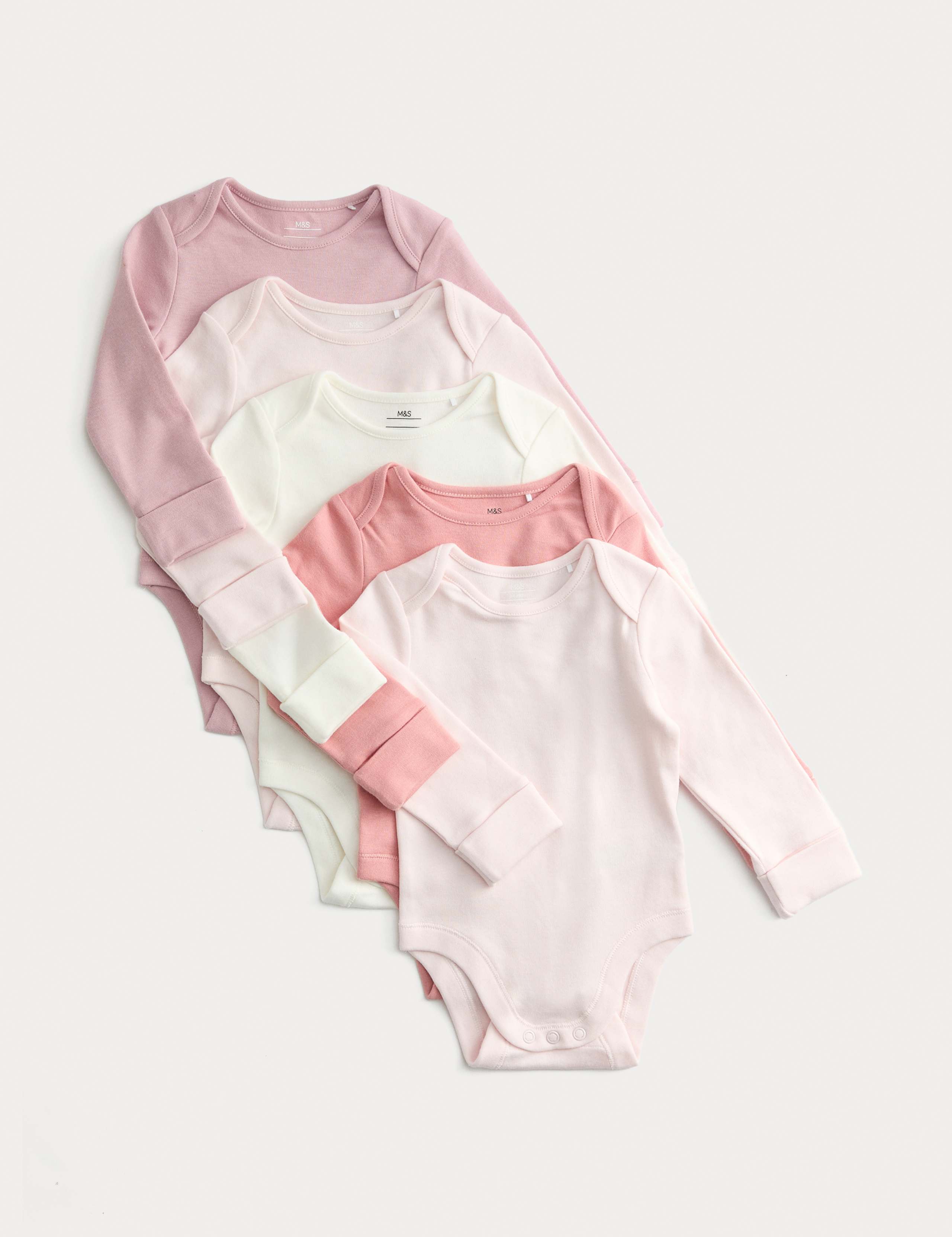 5pk Pure Cotton Long Sleeve Bodysuits (0-3 Yrs)