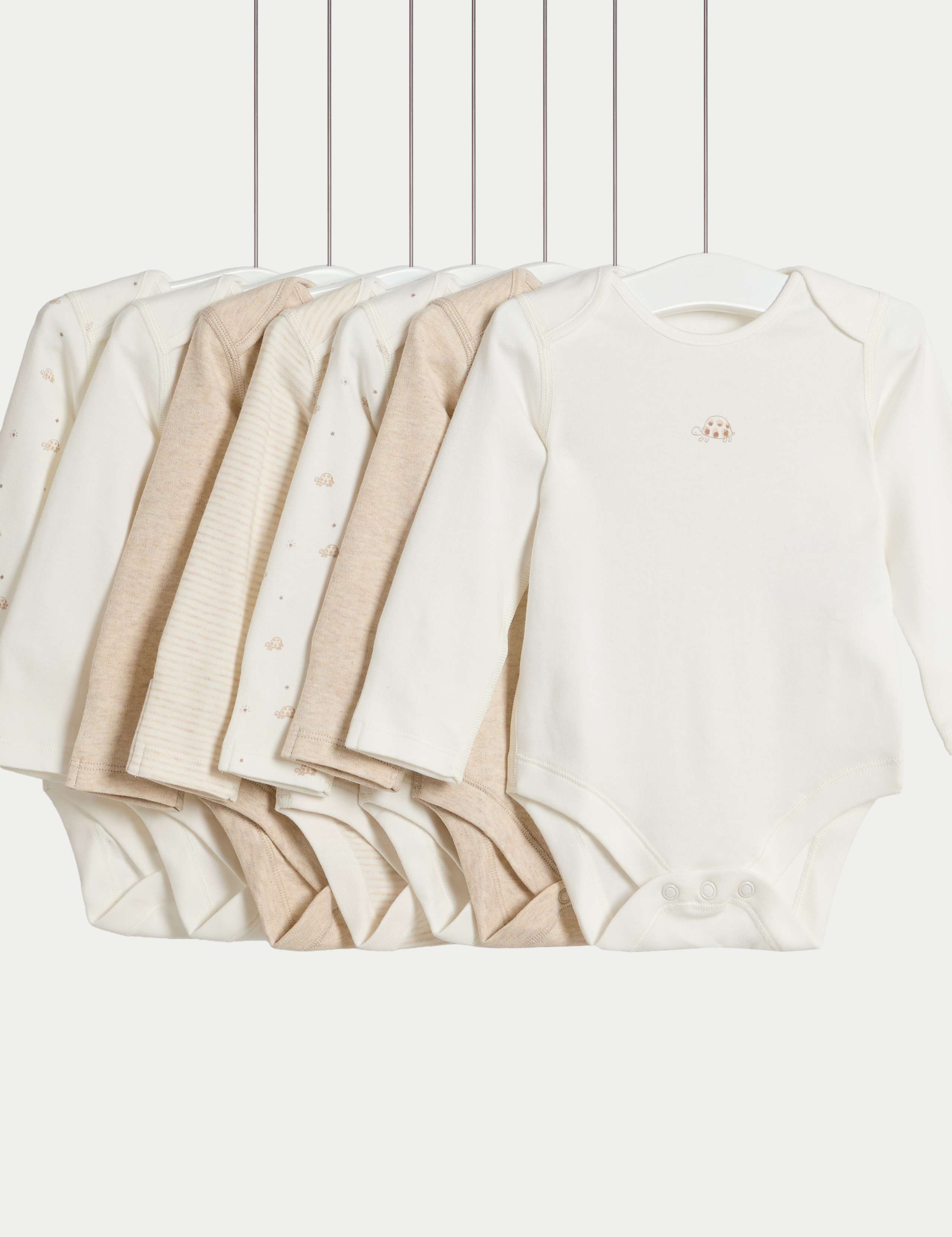 7pk Pure Cotton Turtle Bodysuits (5lbs- 3 yrs)