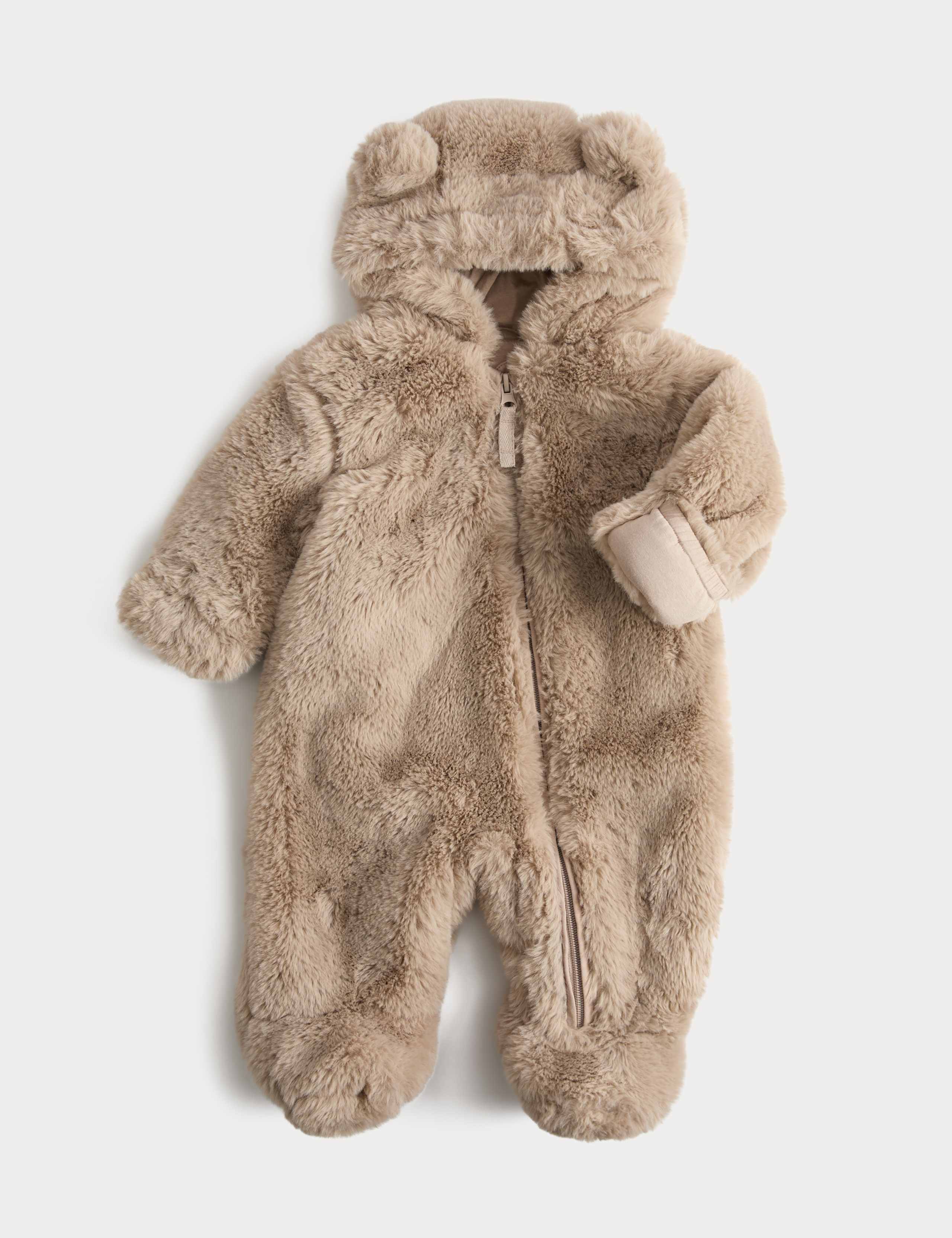 Faux Fur Hooded Pramsuit (0-12 Mths)