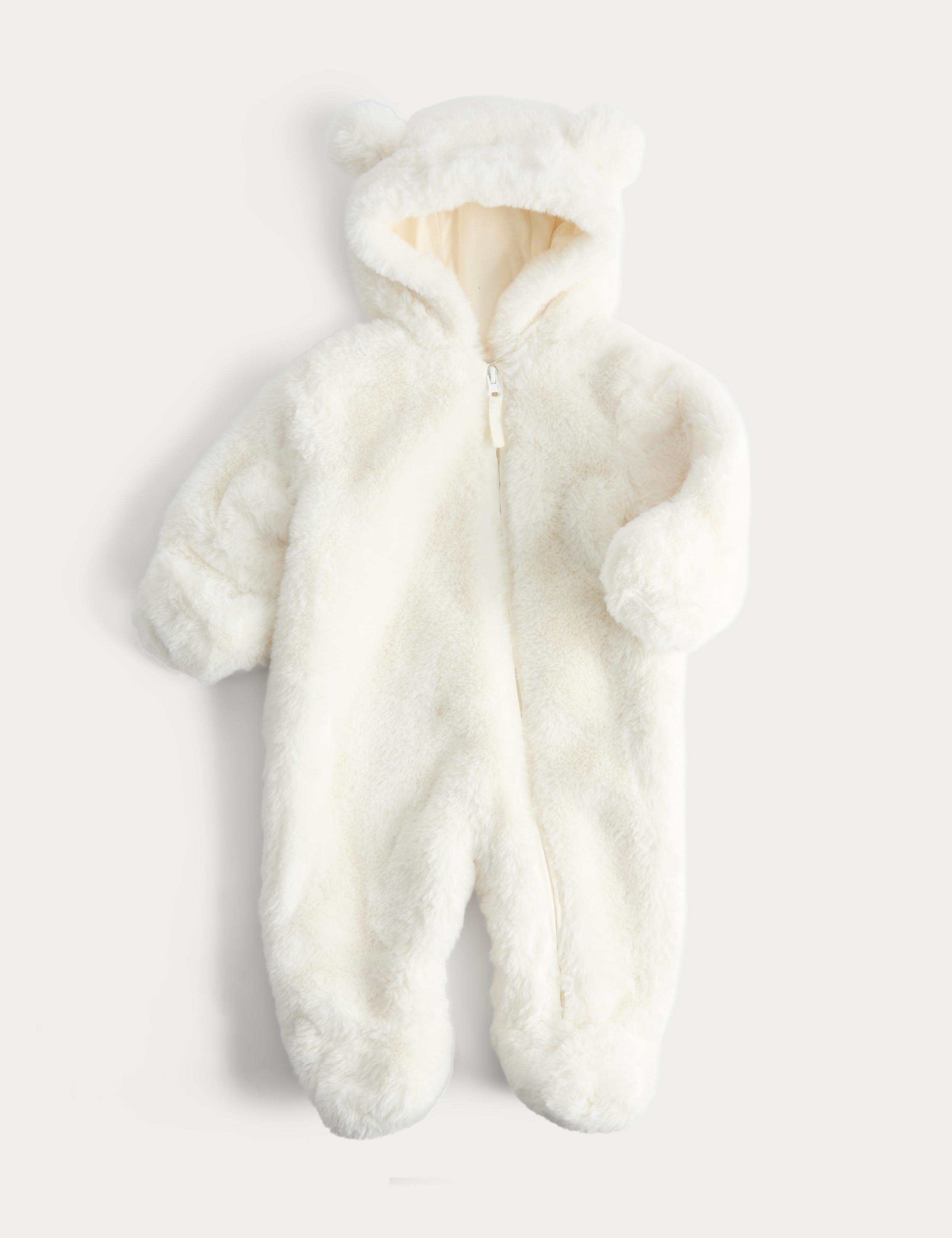 Faux Fur Hooded Pramsuit (0-12 Mths)